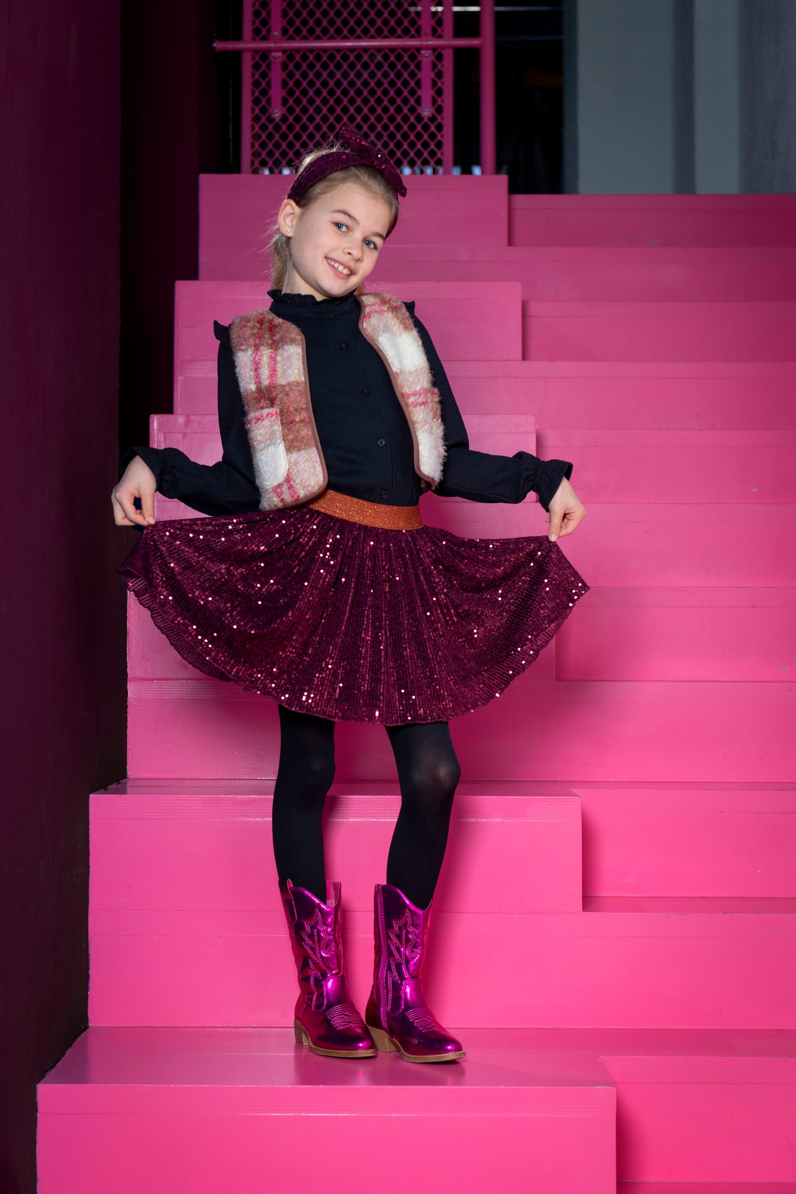 B.Nosy Gina Gilet Ruit Roze