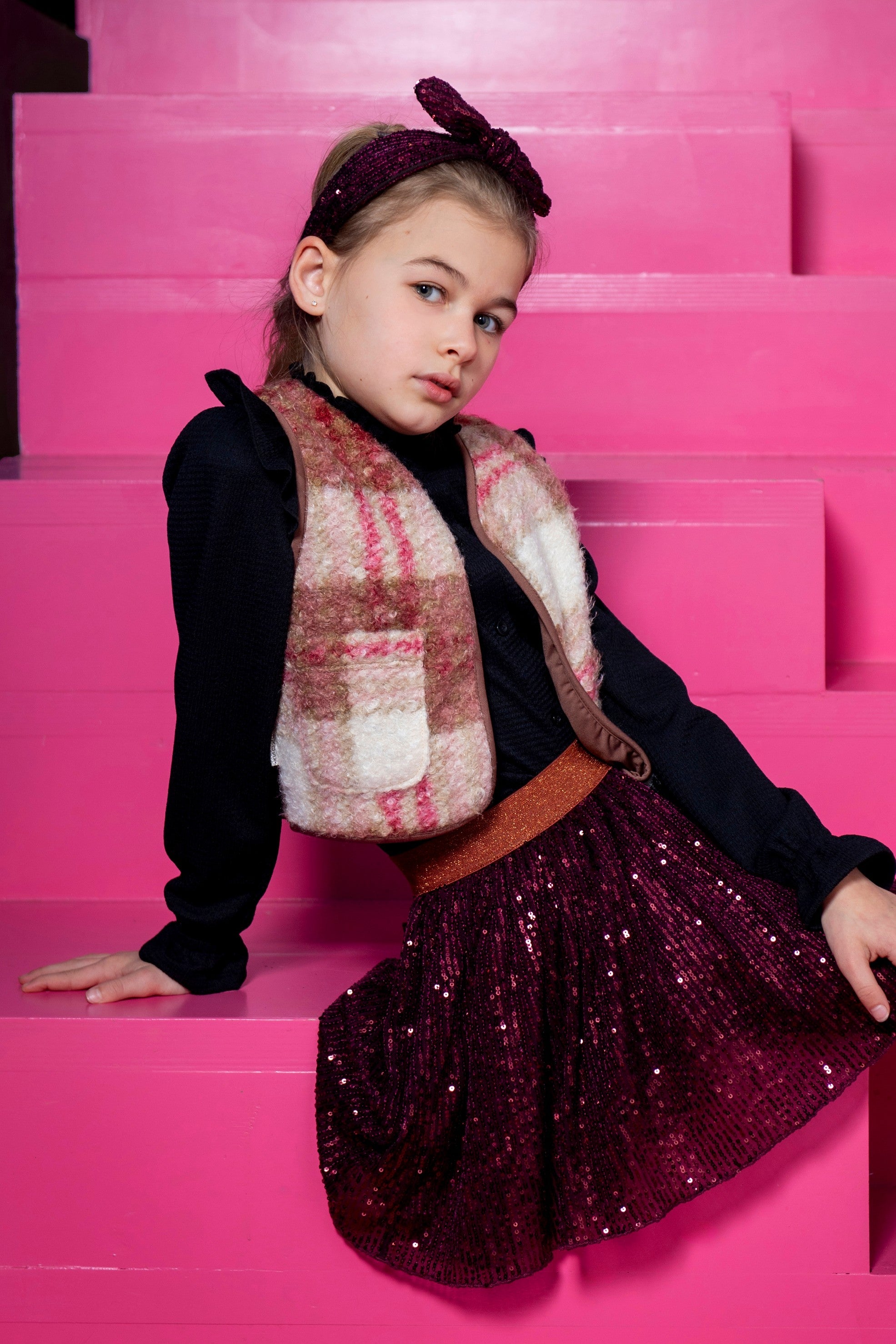 B.Nosy Gina Gilet Ruit Roze