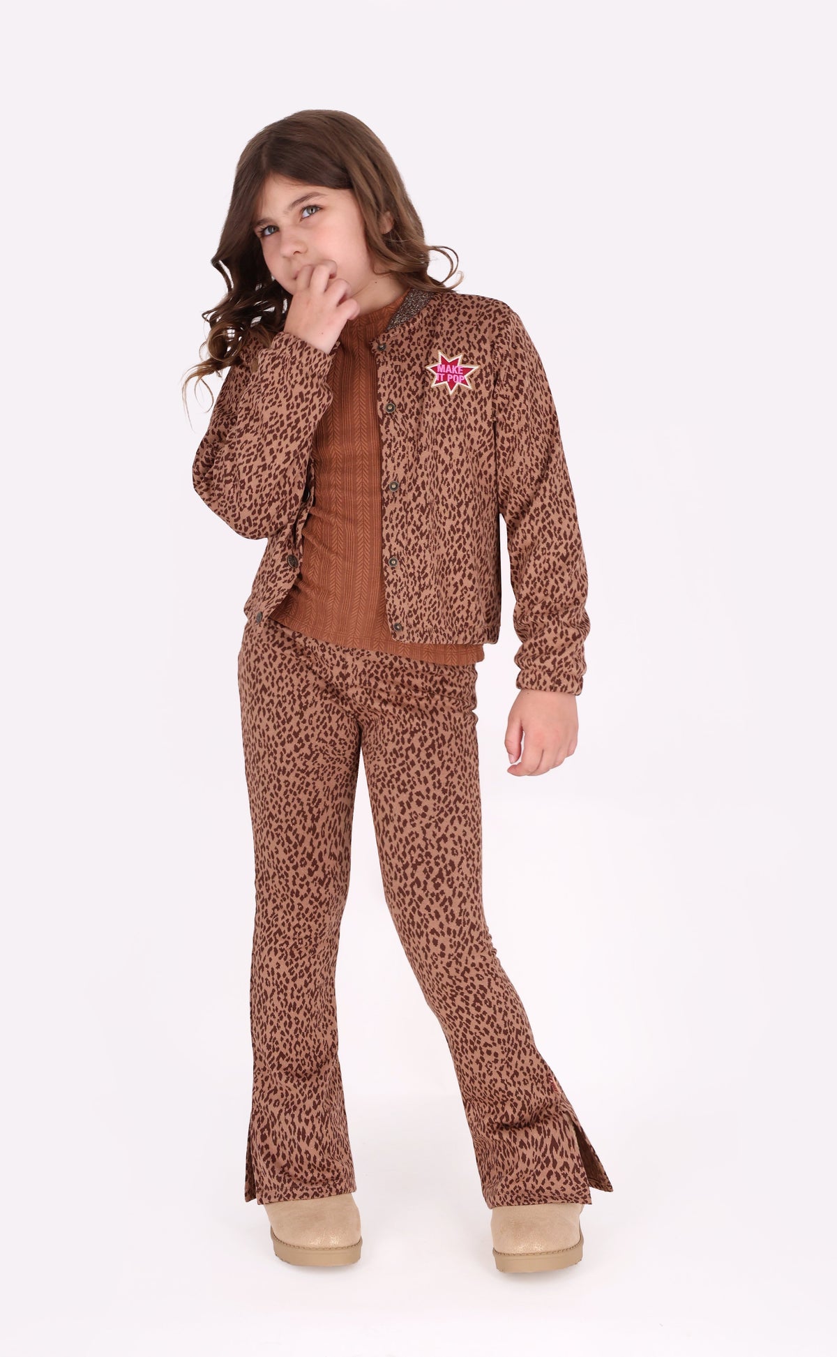 B.Nosy Phae Uitlopende Broek Bruin Panterprint