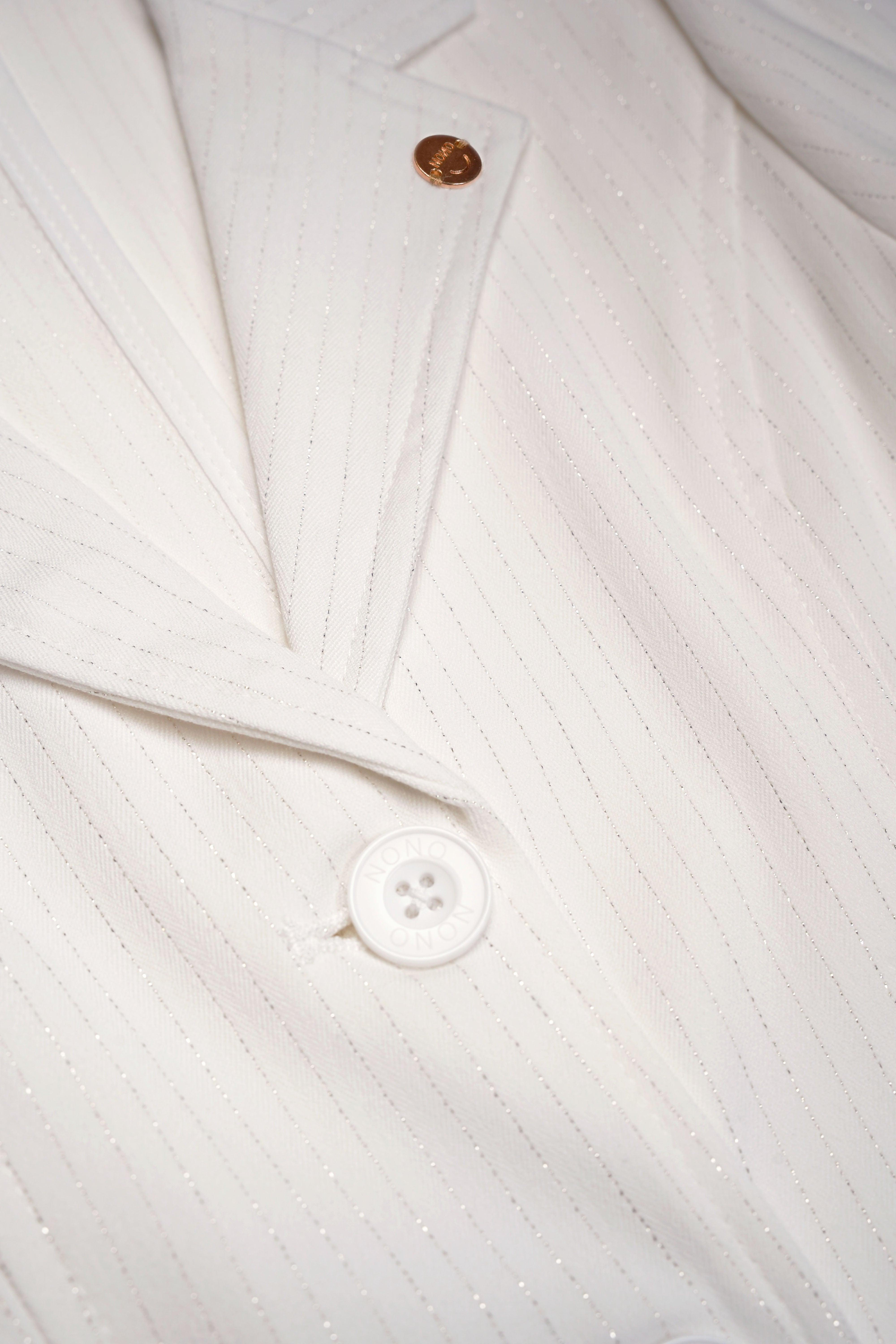 Dip Lurex Krijtstreep Blazer Wit - NoNo Kidswear