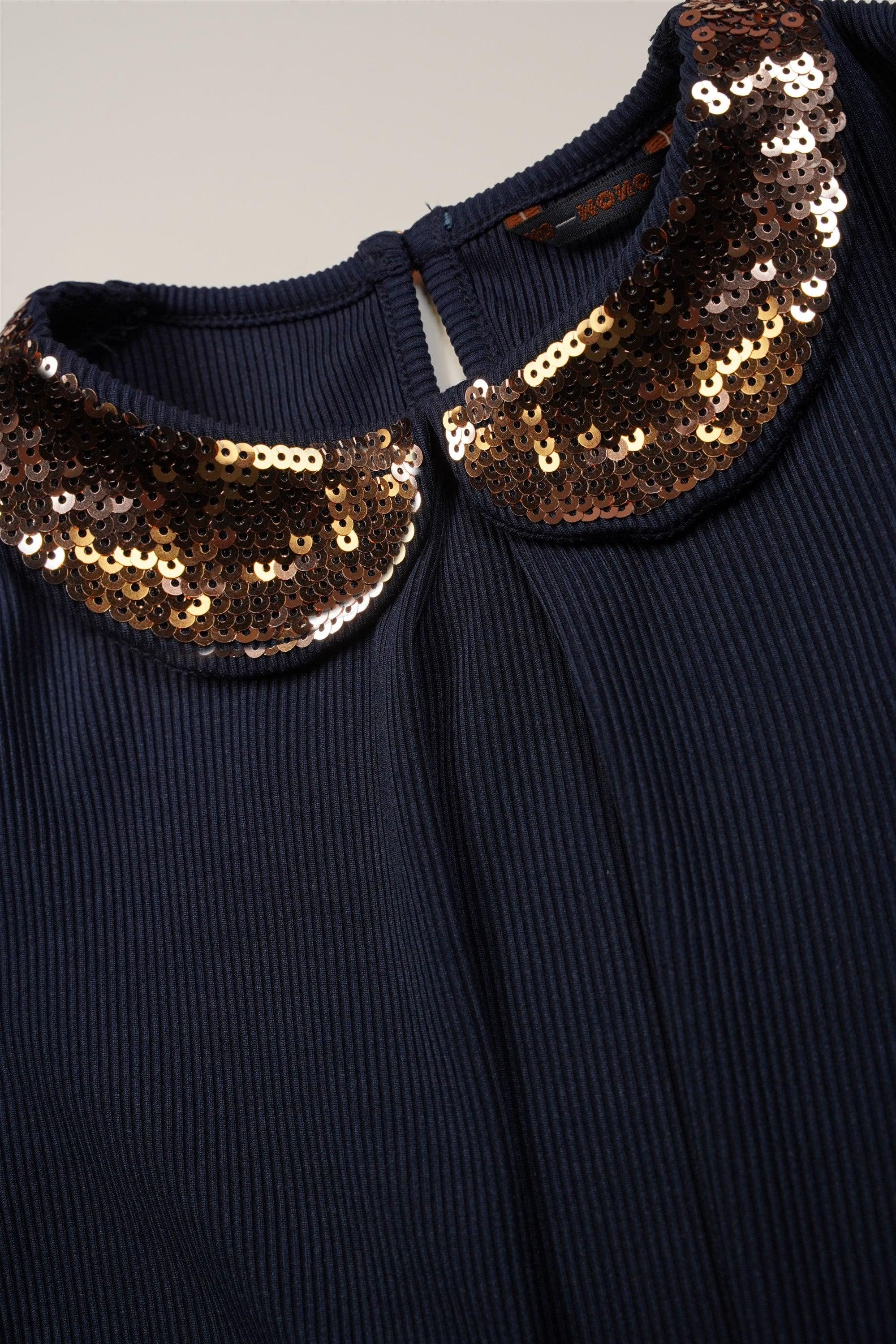 Kim Rib Tshirt met Pailletten Kraag - NoNo Kidswear