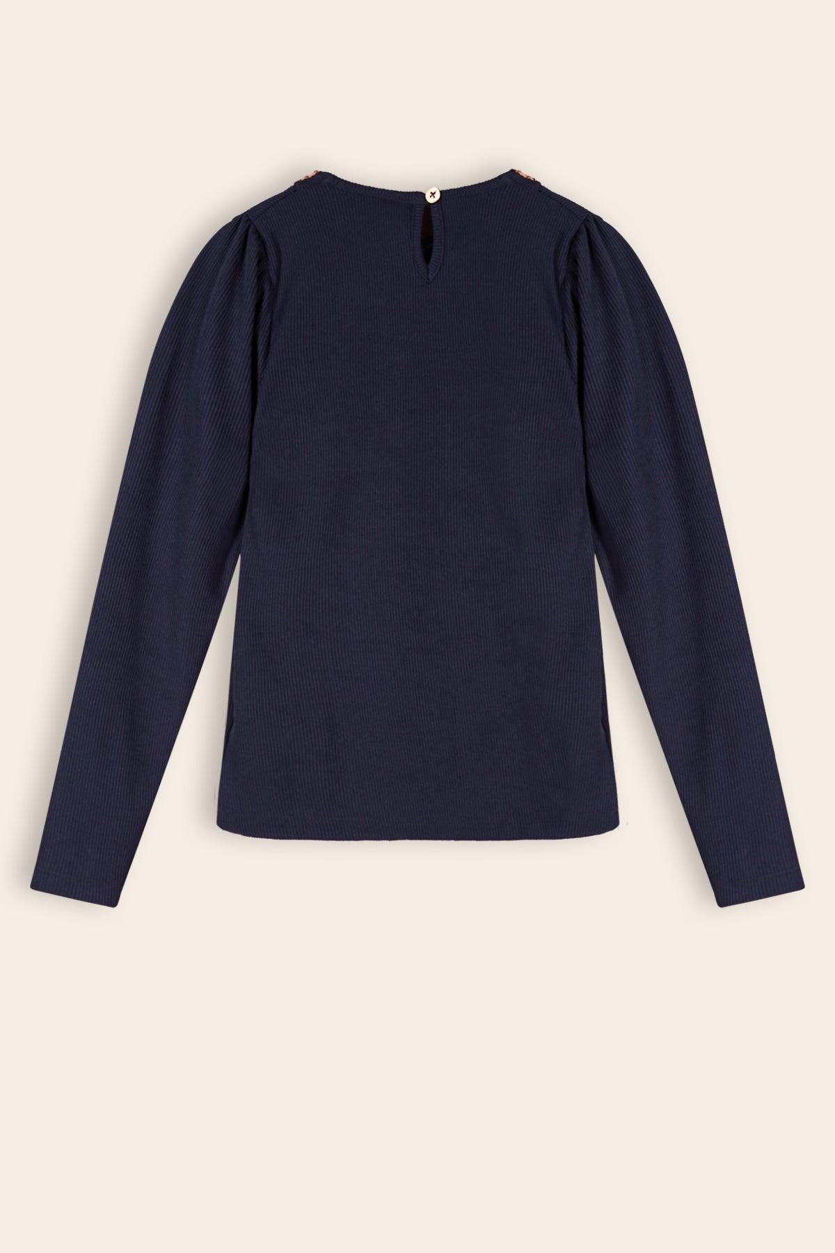 Kim Rib Tshirt met Pailletten Kraag - NoNo Kidswear