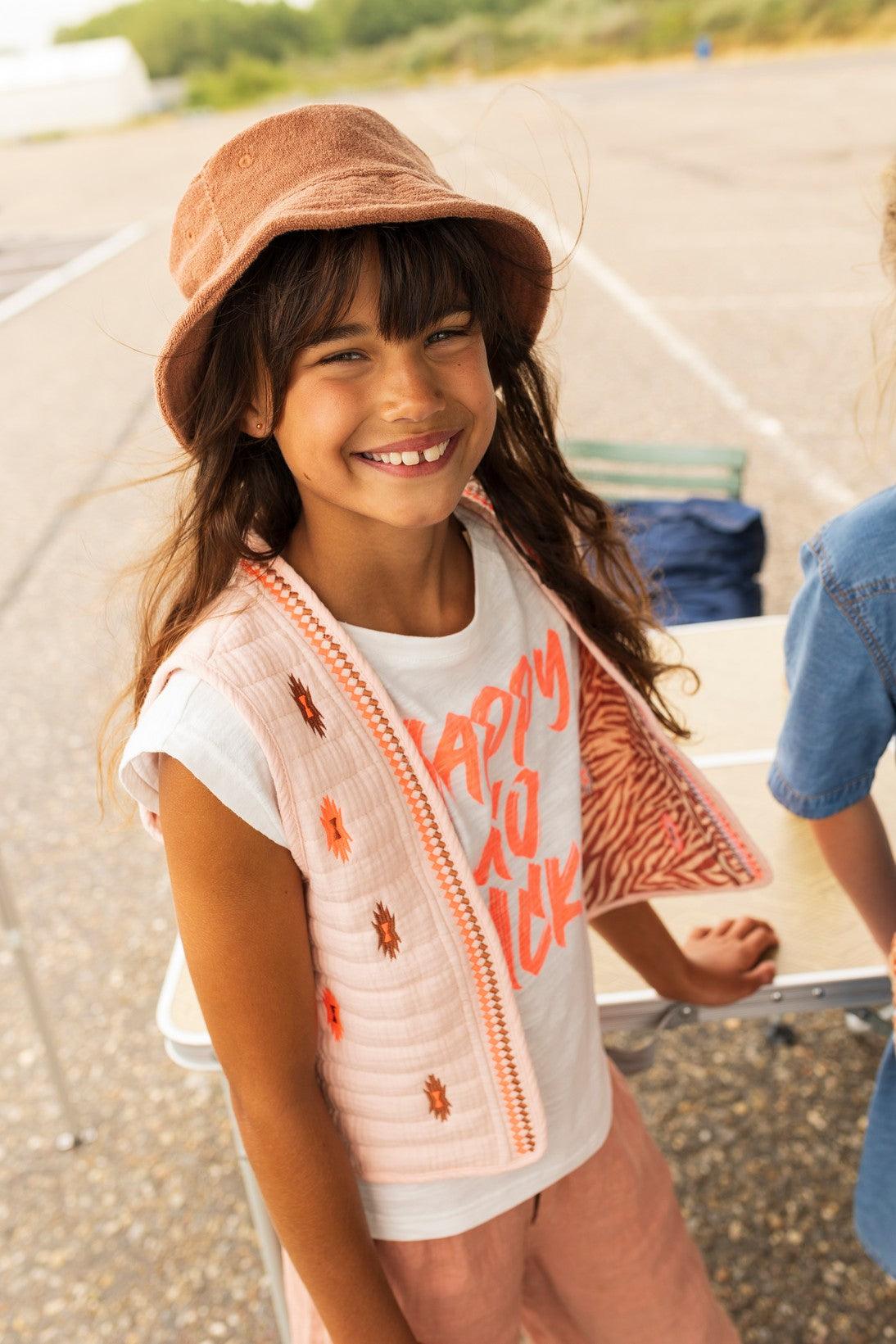 Teen Collab Luna Essential Top Happy White - LikeFlo