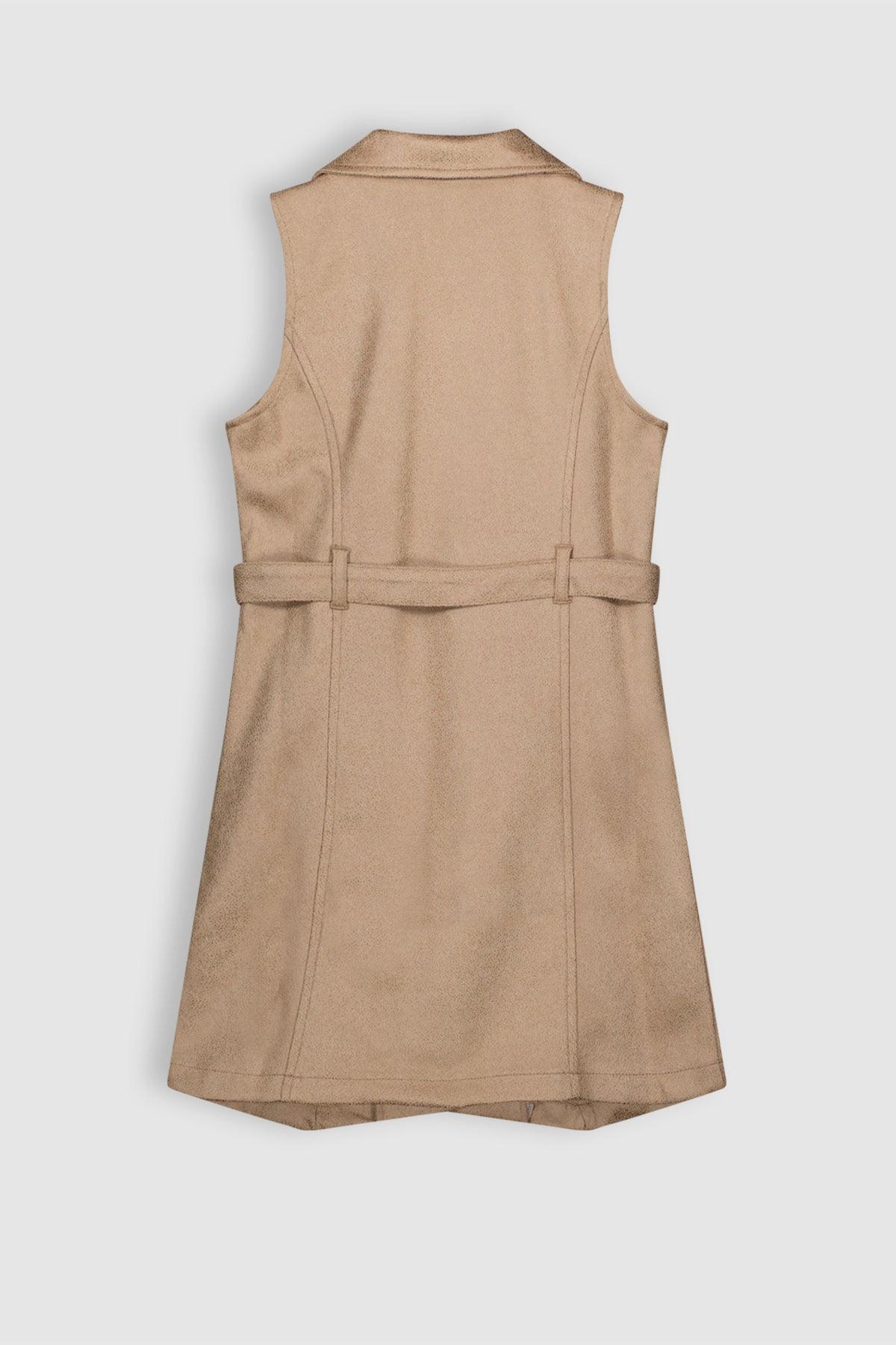 Mae Fake Suede Overgooier Jurk - NoNo Kidswear