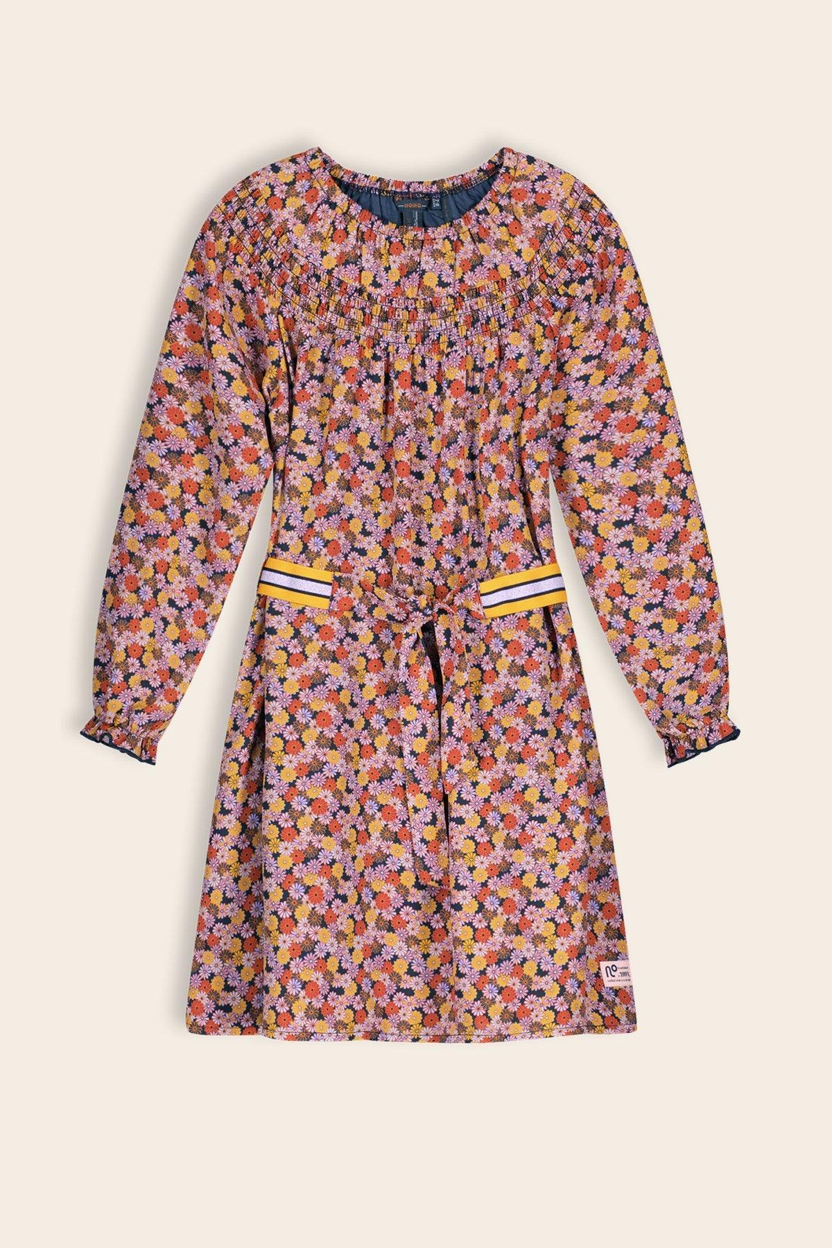 Manilla Gebloemde Jurk met Losse Riem - NoNo Kidswear