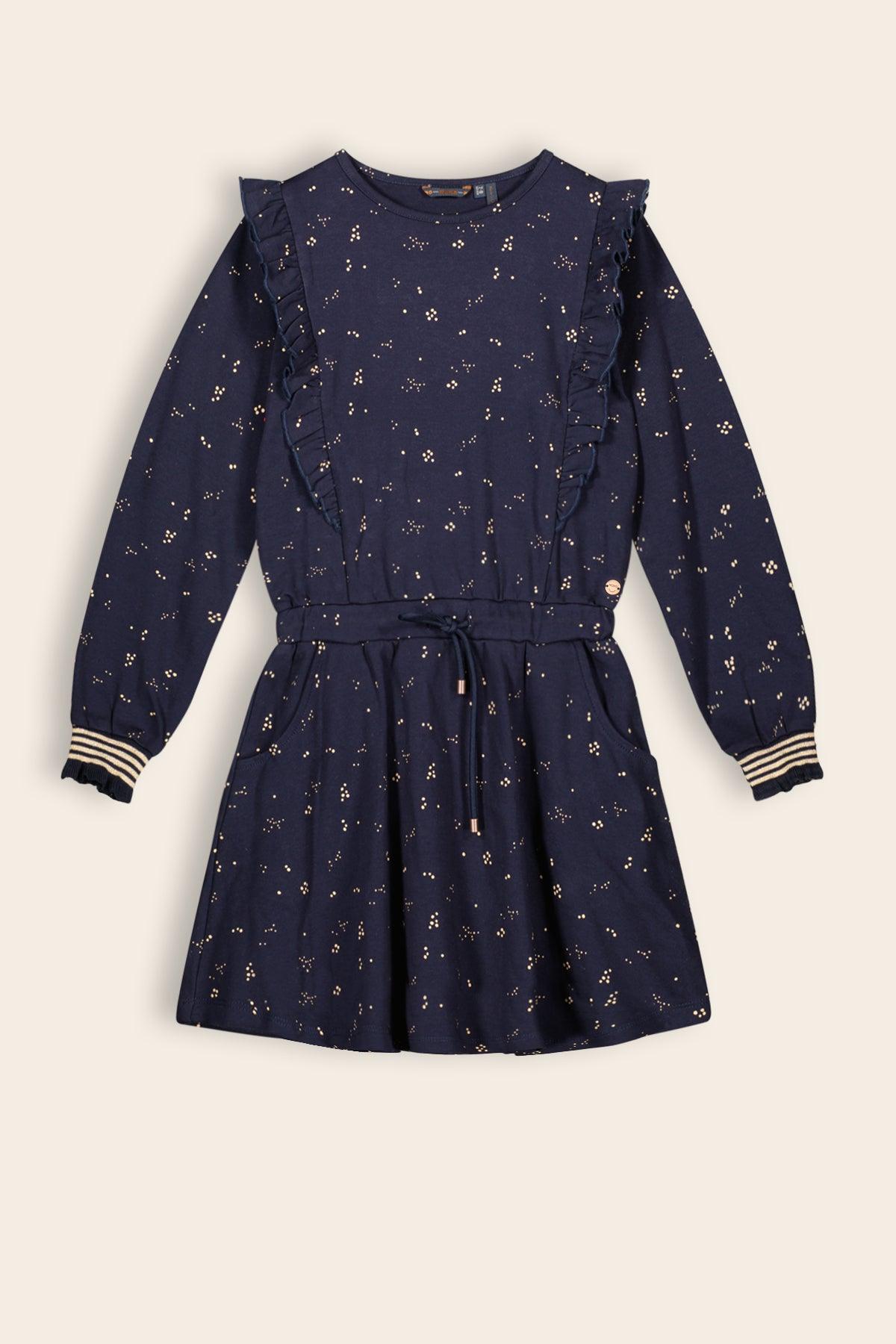 Mira Stippen Geprinte Interlock Jurk - NoNo Kidswear