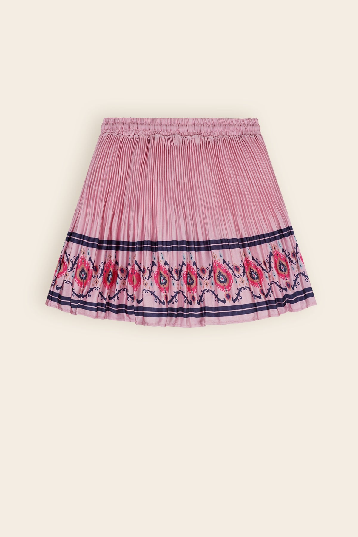 NoNo Nulan Plissee Satijnen Rok Border Print Oud Roze