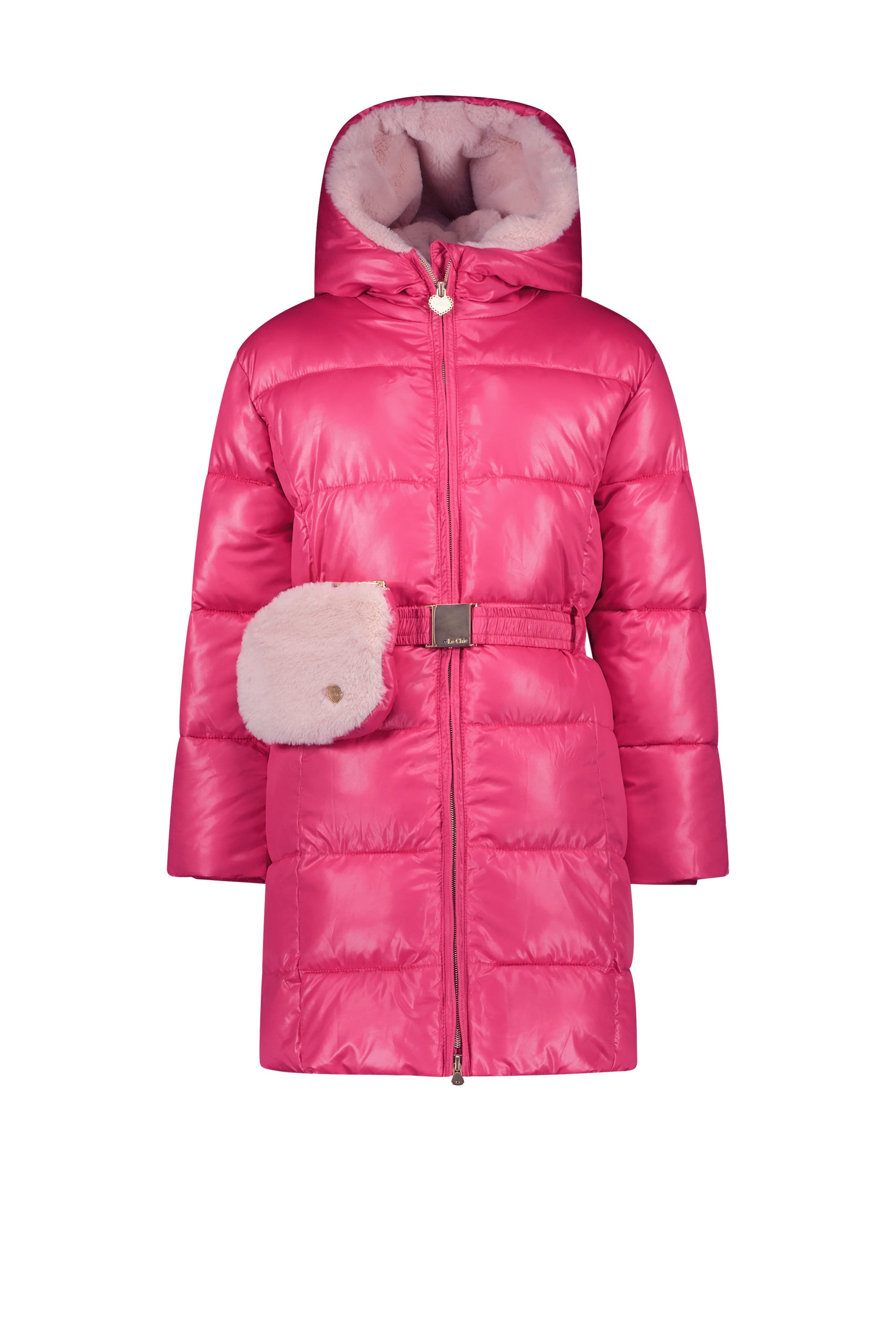 LE CHIC ♥ BIRDO ♥ furry bag & belt coat *Tickle Me Pink*