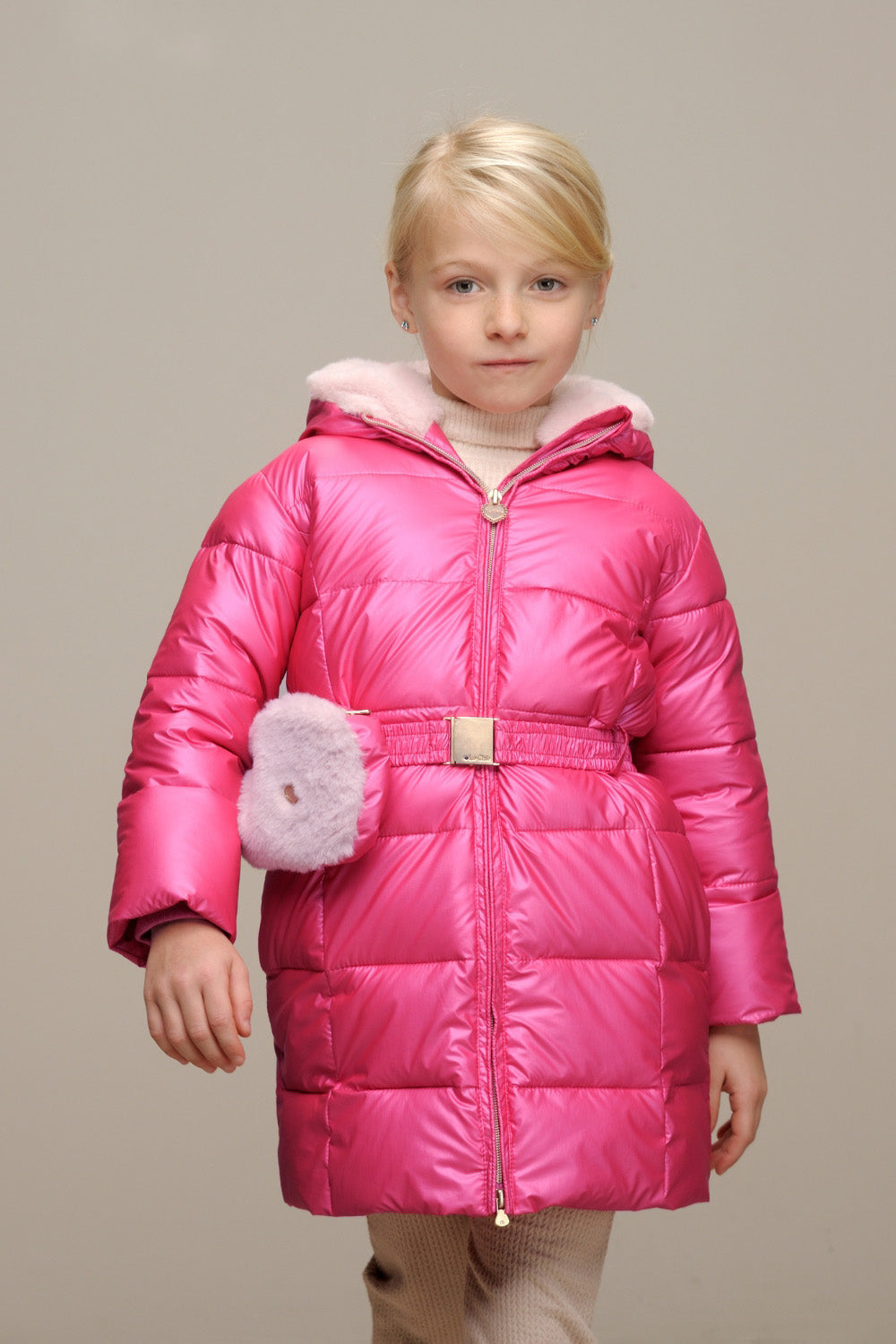 LE CHIC ♥ BIRDO ♥ furry bag & belt coat *Tickle Me Pink*