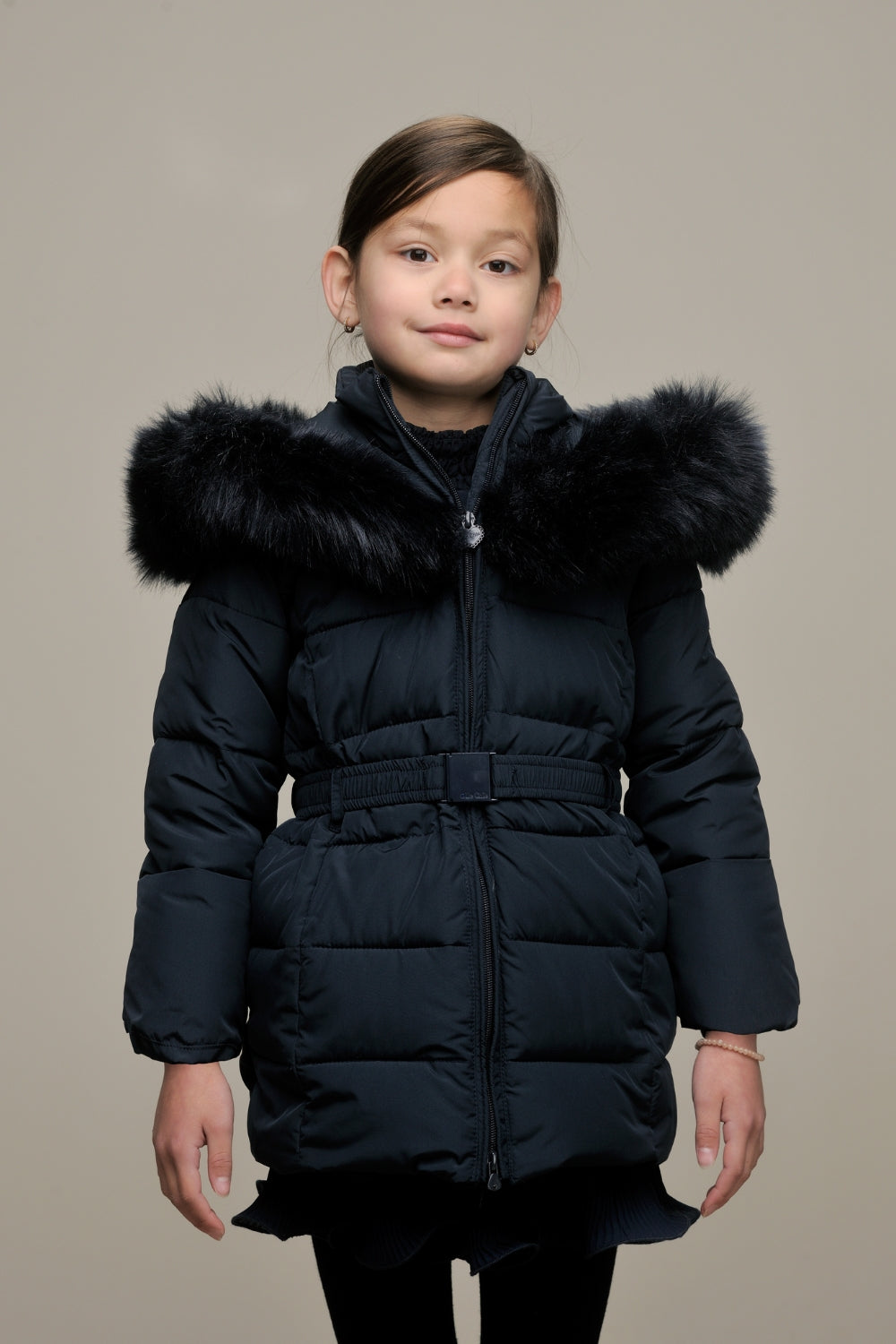 LE CHIC ♥ BODETTE ♥ fur-edged hood coat *Blue Navy*