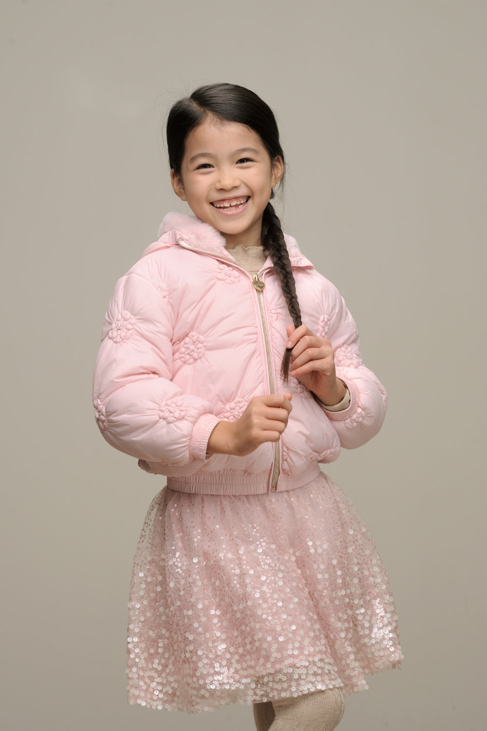 LE CHIC ♥ BARDOT ♥ quilted flowers coat *Rose Quartz*