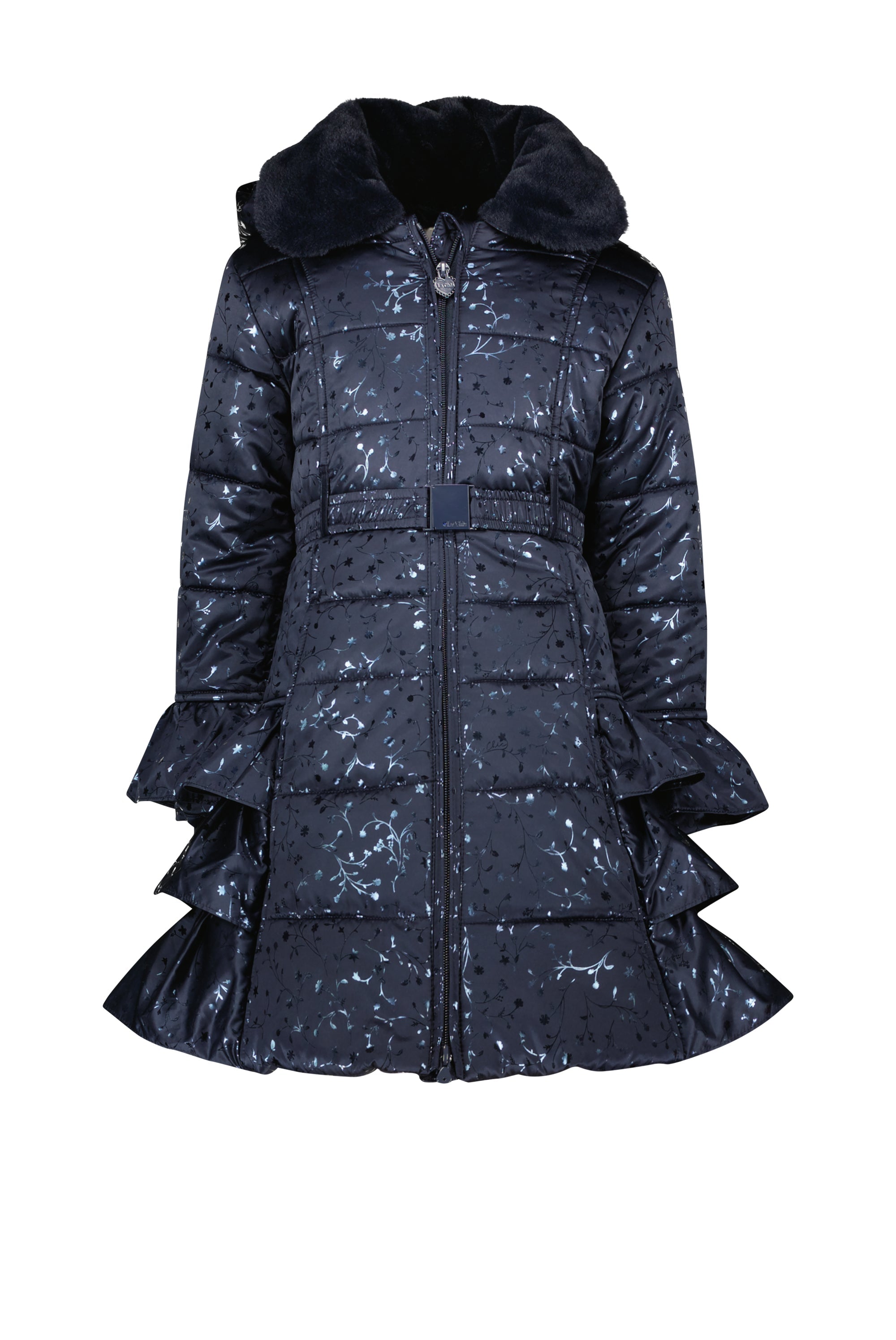 LE CHIC ♥ BOUQUET ♥ ruffle coat AOP *Blue Navy & Foil*