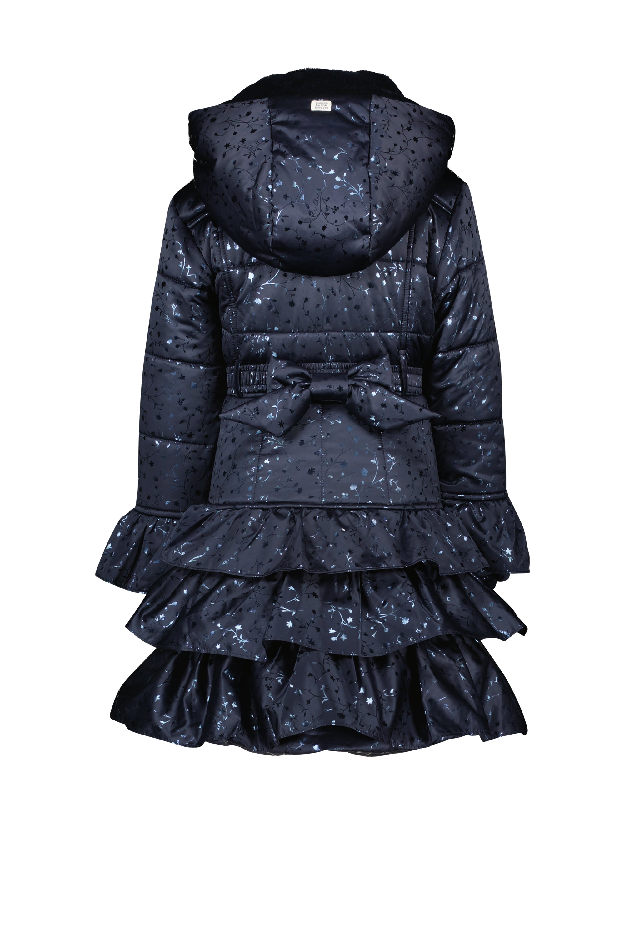 LE CHIC ♥ BOUQUET ♥ ruffle coat AOP *Blue Navy & Foil*