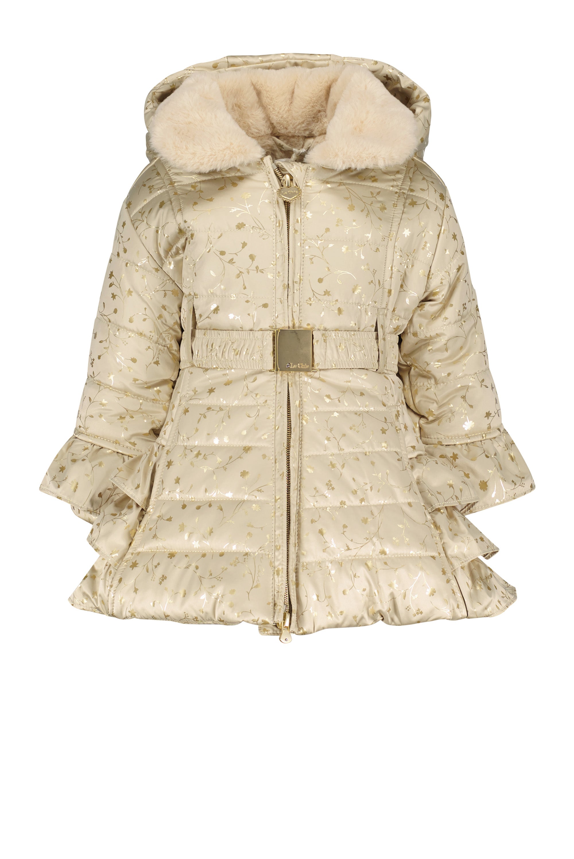 LE CHIC MINI ♥ BALUCIA ♥ ruffle coat AOP *Pearled Ivory & Foil*