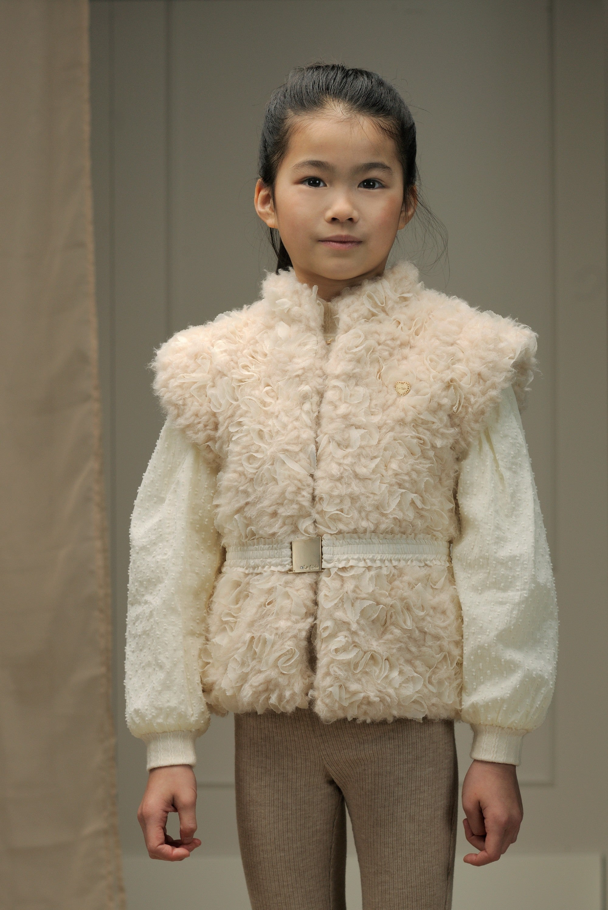 ♥ EMARO ♥ fur & voile bodywarmer *Dreamy Creamy*