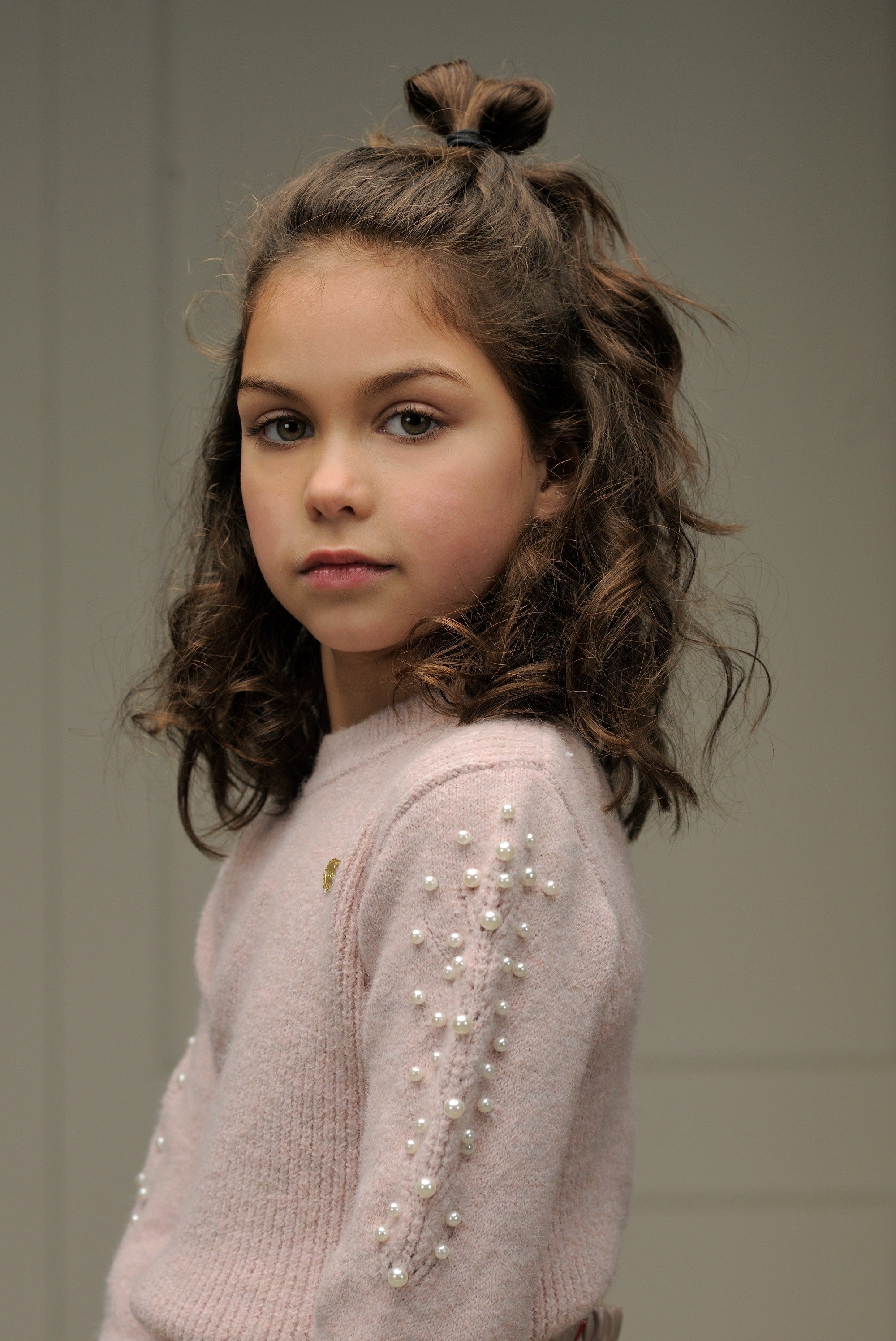 ♥ OKIDO ♥ knit & pearls top *Rose Quartz*