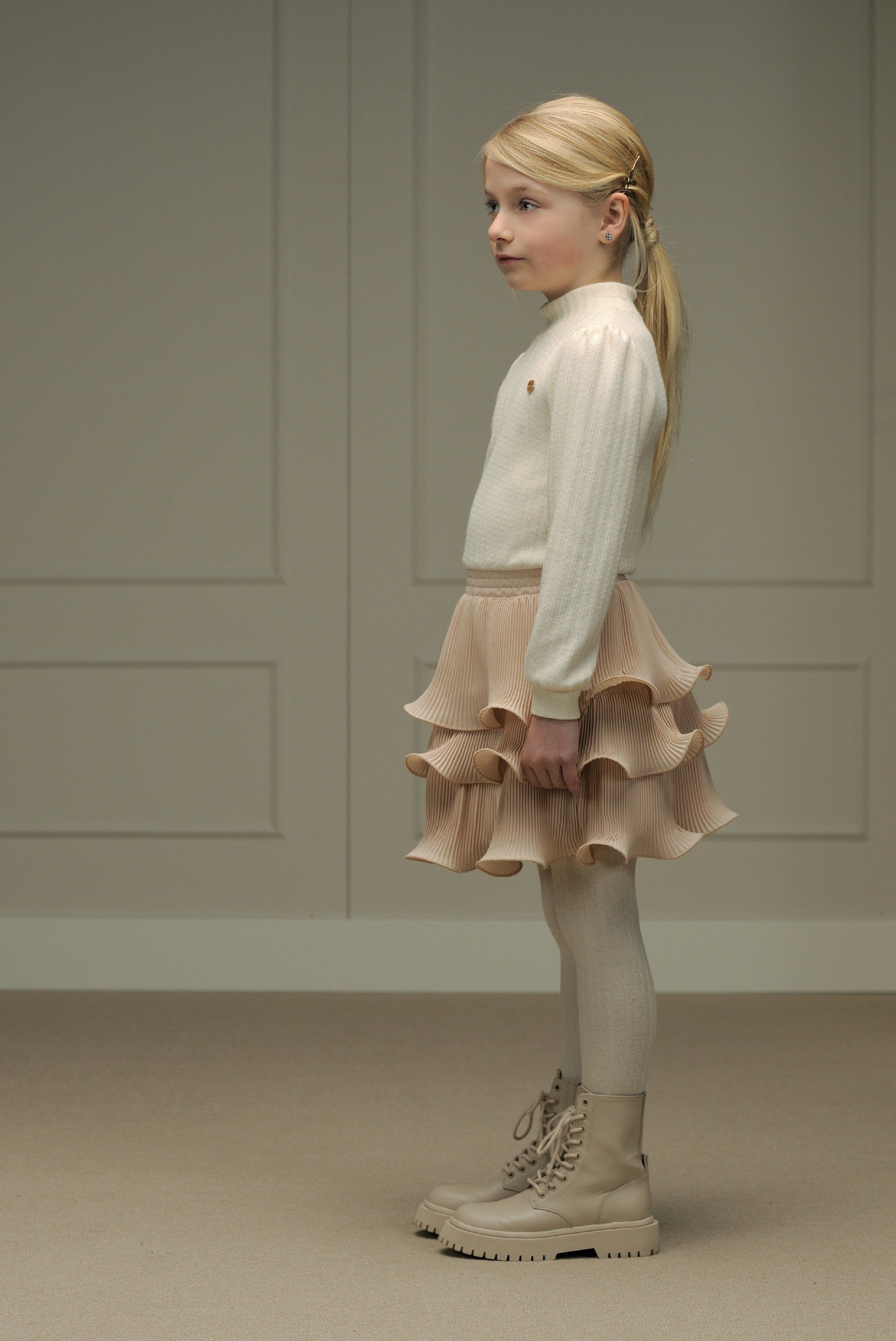 ♥ SONIQUE ♥ knit & plissé dress *Dreamy Creamy*