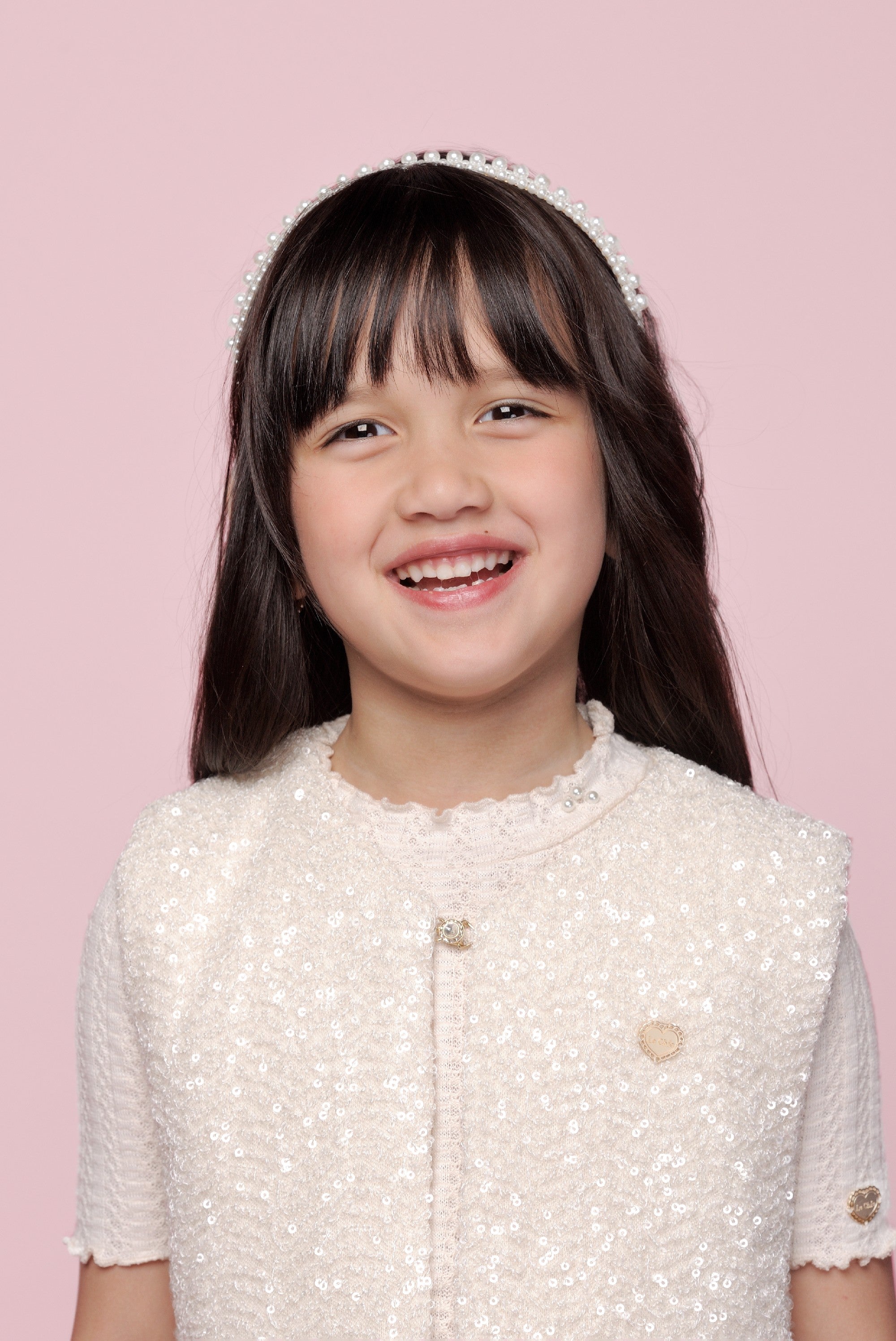 Le Chic  ♥ELOISE♥ spring sequins gilet *Pearled Ivory*