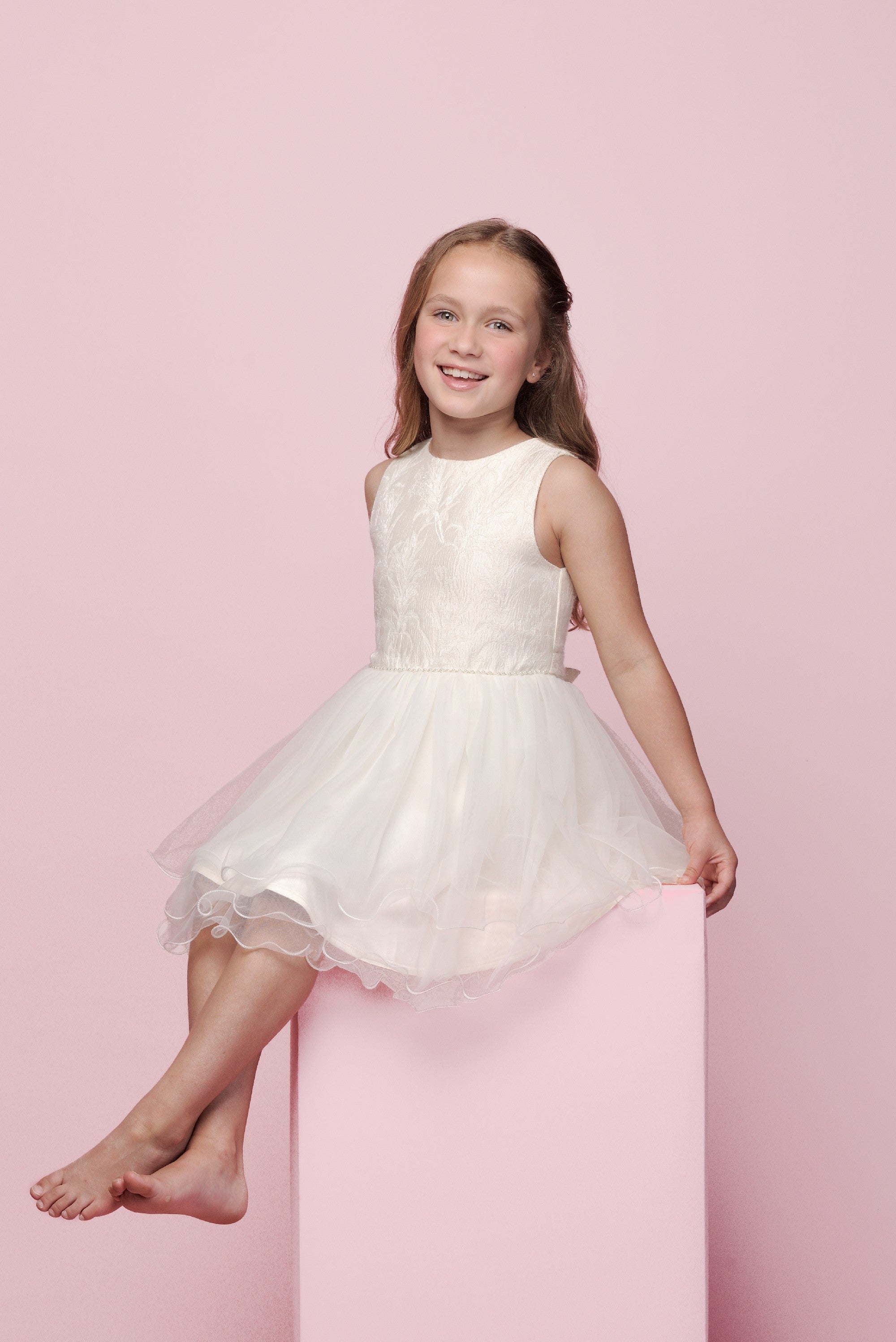 Le Chic ♥SYMPHA♥ Damast &amp; Tüllkleid *Dreamy Creamy*