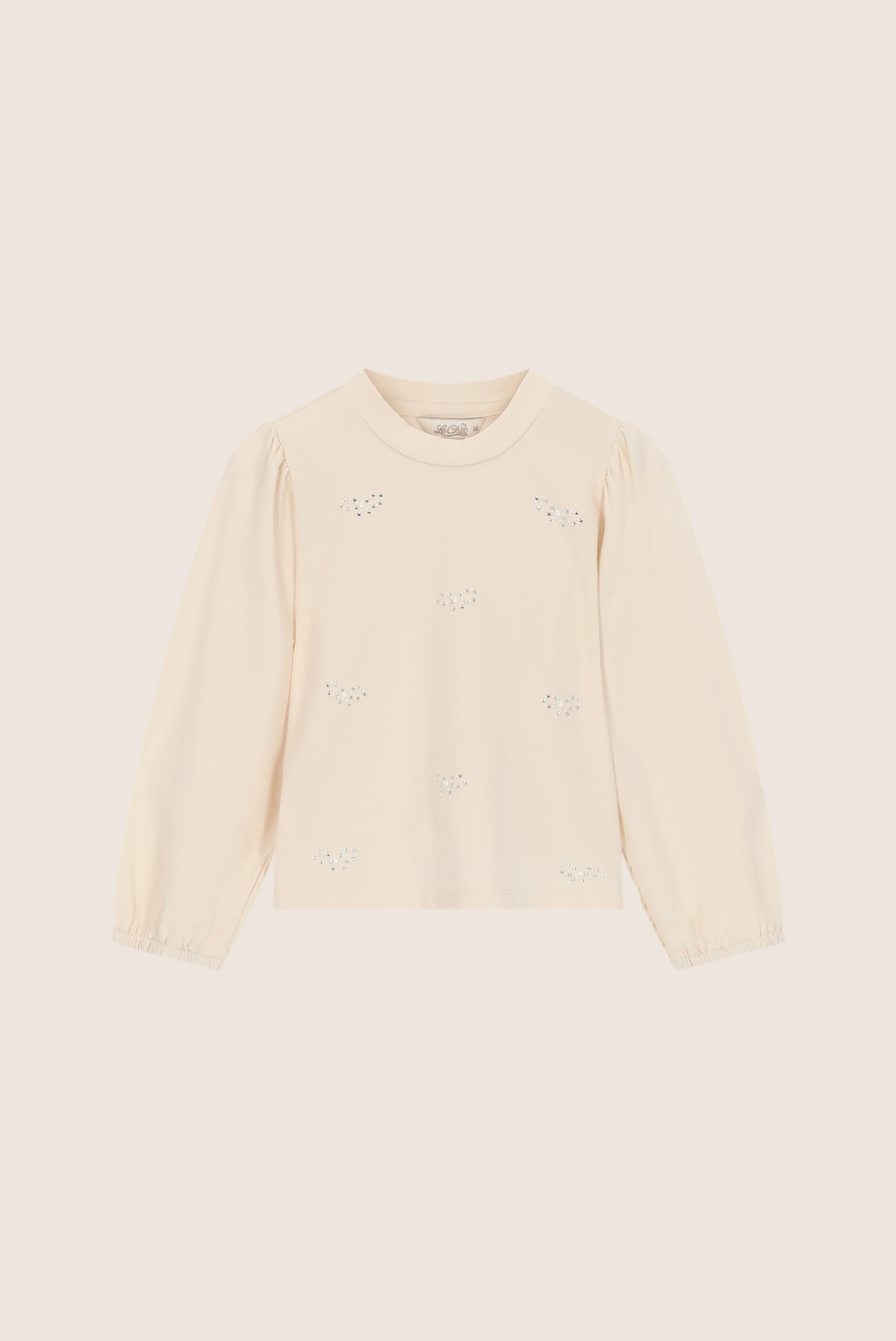 NOOR top met strass strikjes - Warm Winter White