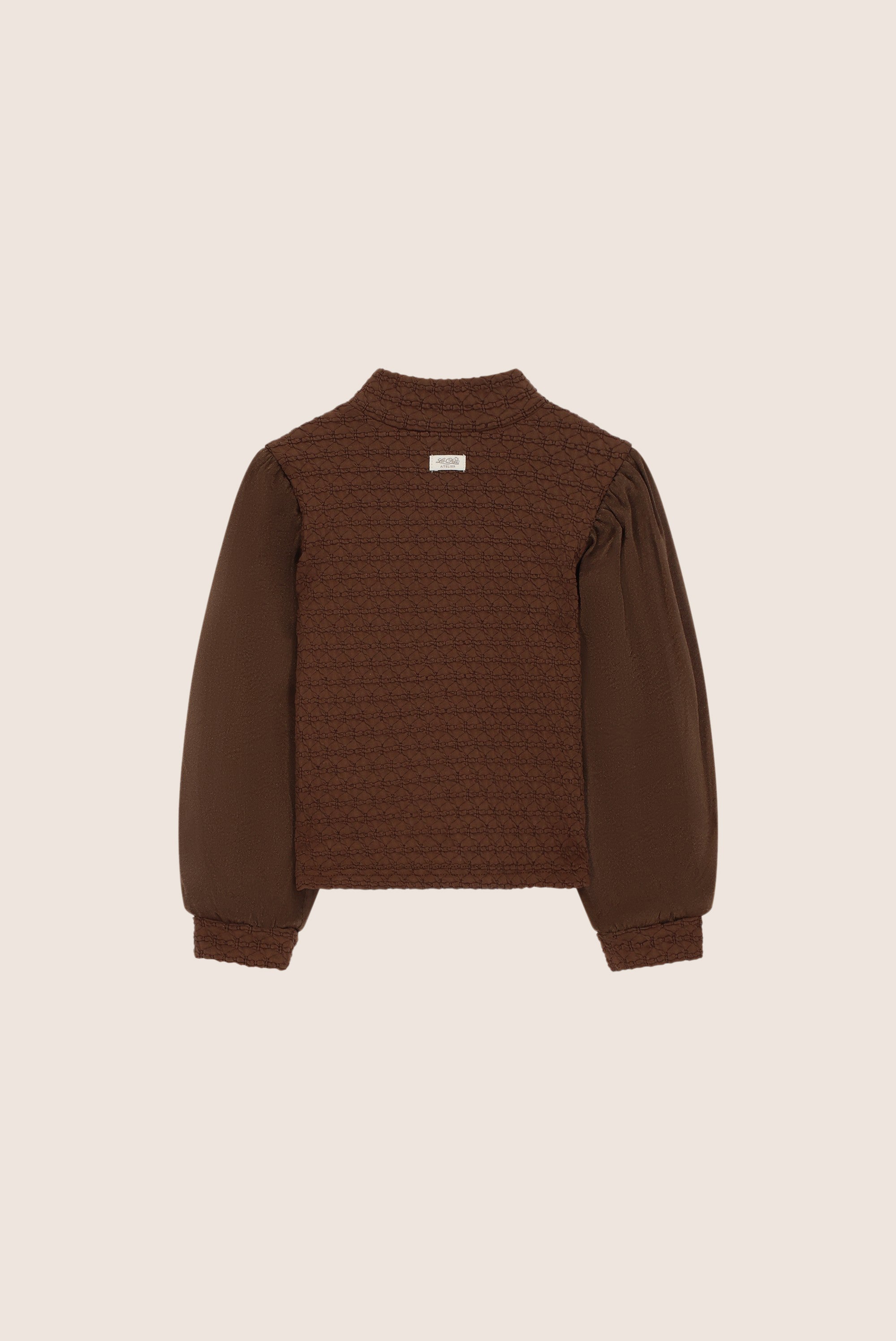 NOX top met voile pofmouwen - Chocolate Chip