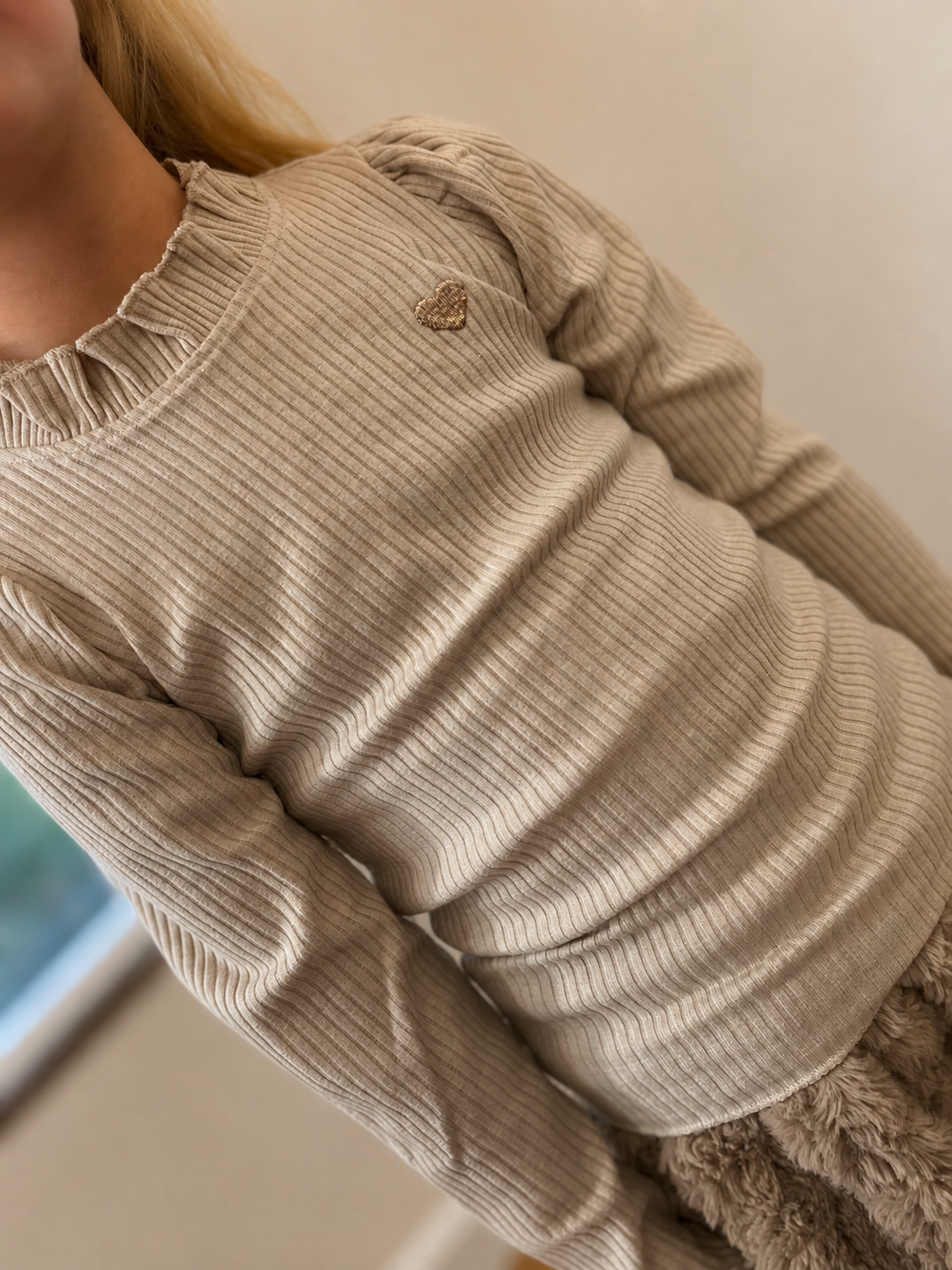 NOVA rib longsleeve - Beige Melee