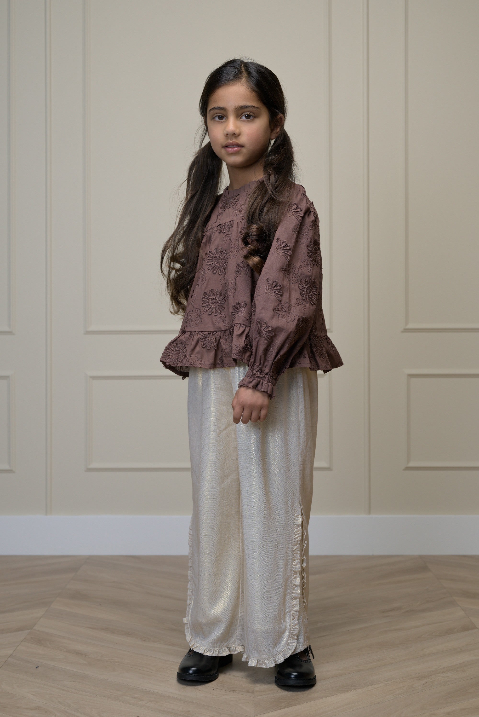 DENA wijde broek met ruffles - Hearts of Gold