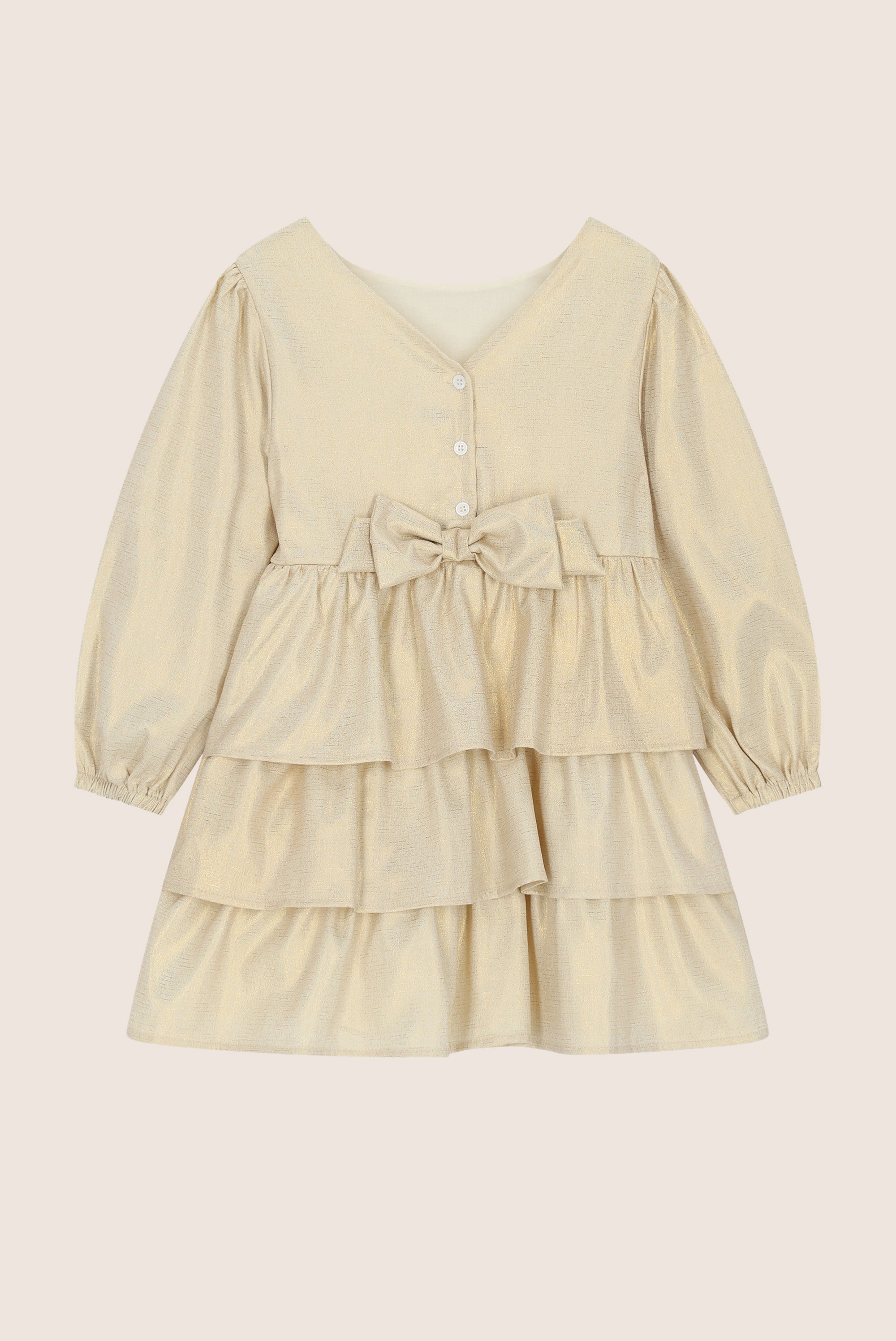 SERA gouden jurk met strik - Hearts of Gold