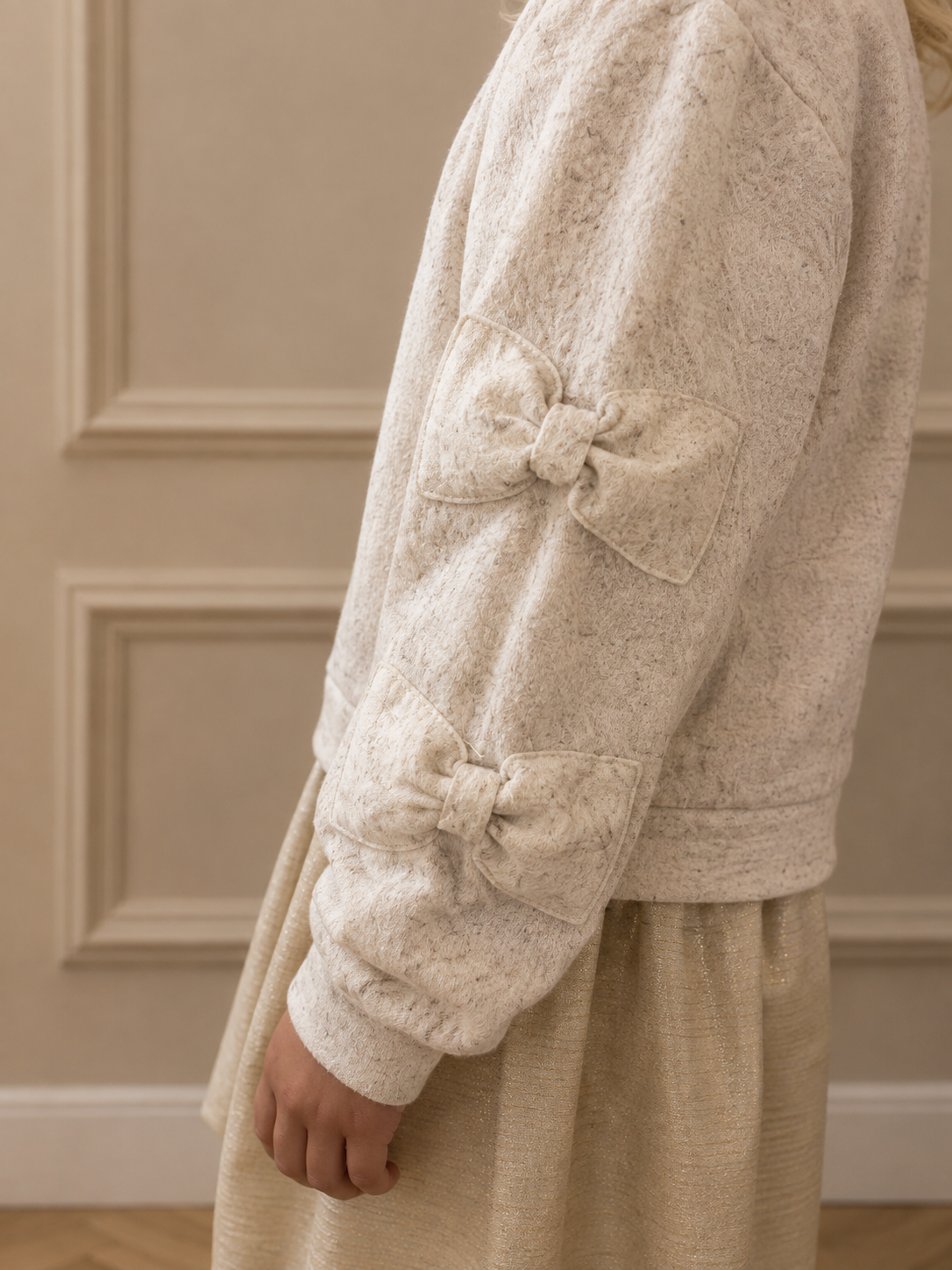 SABOW combi jurk met strikken - Beige Melee