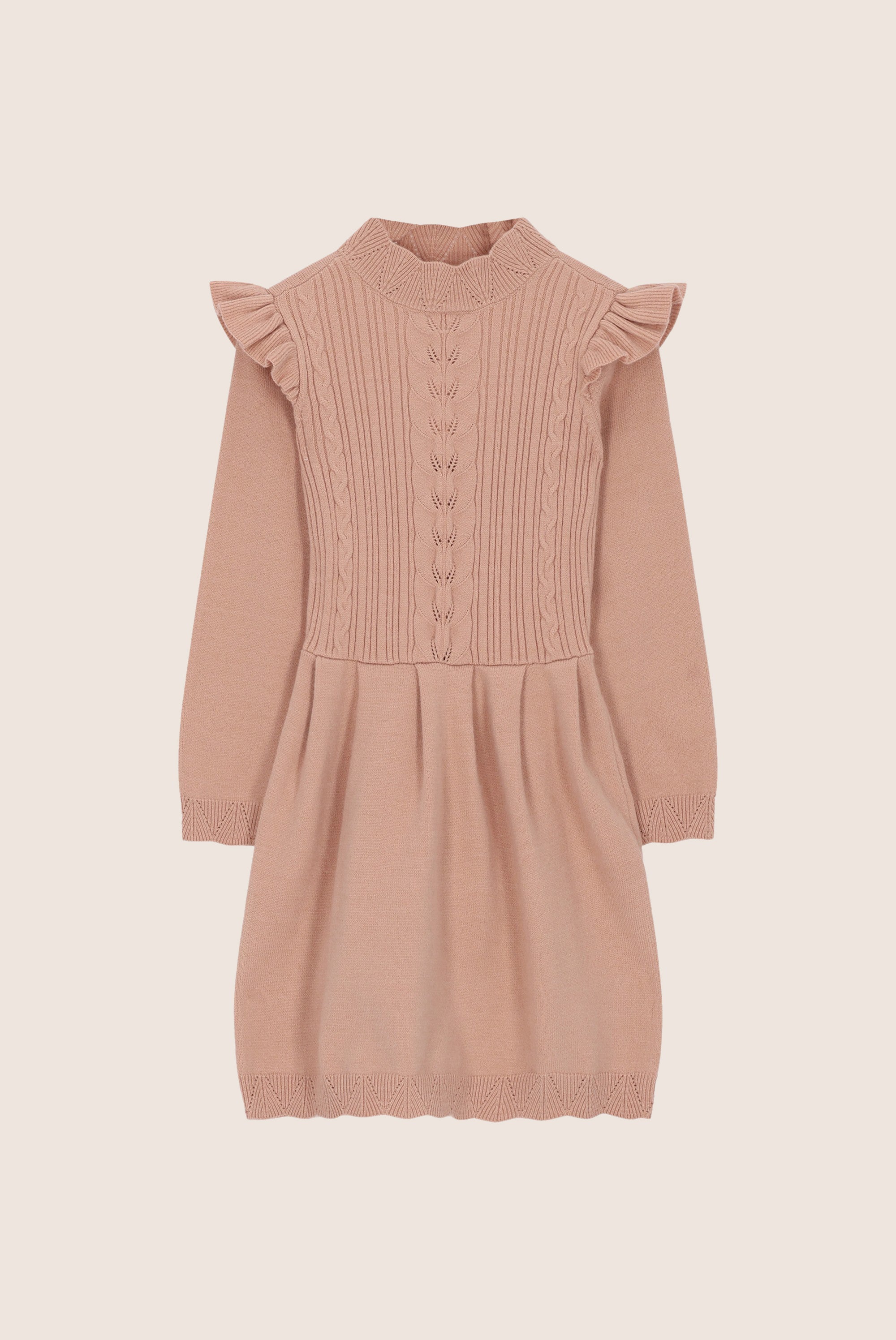 SAGE ajour gebreide jurk - Victorian Pink