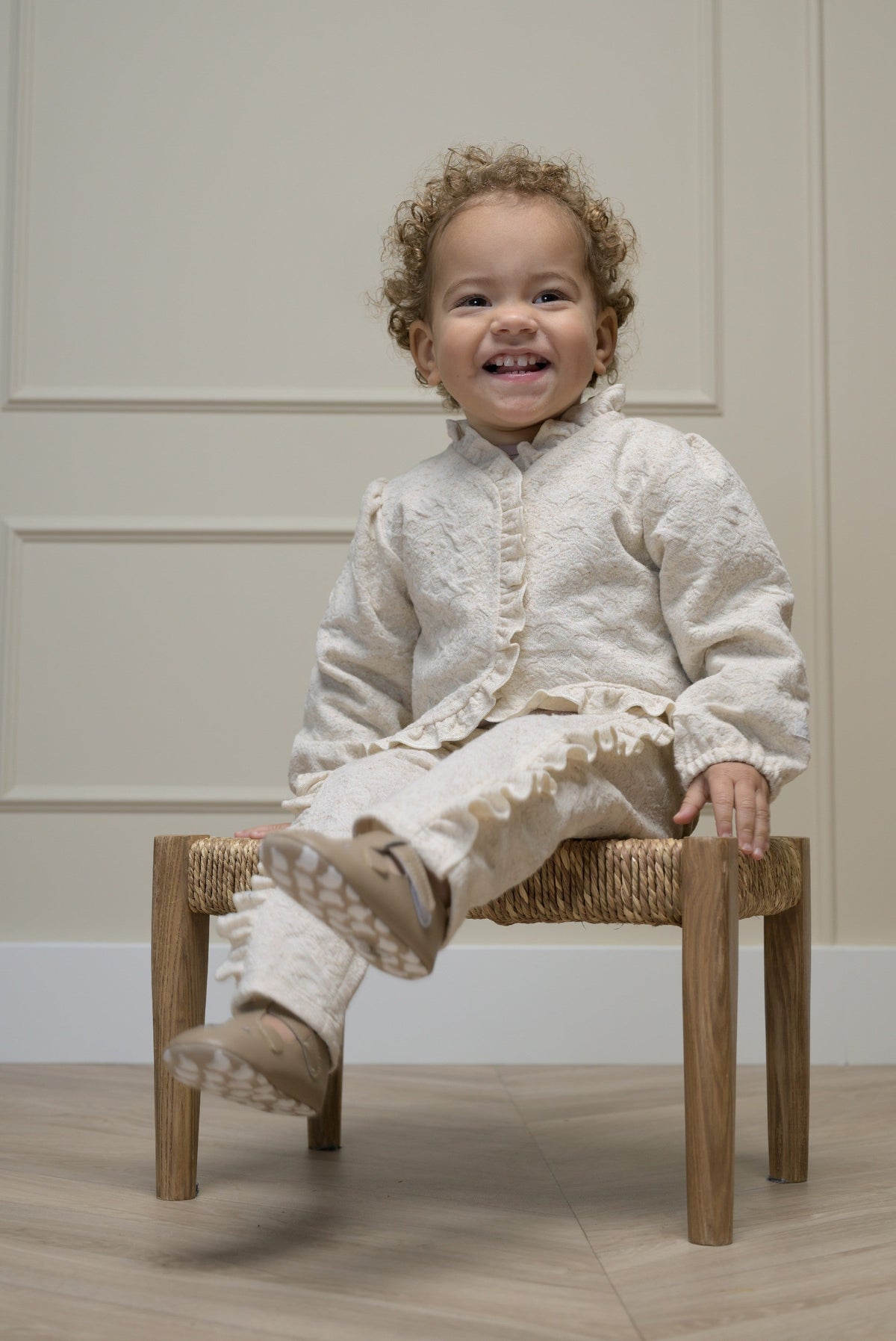 Le Chic Mini Ophaly Vestje Met Ruffles - Beige Melee