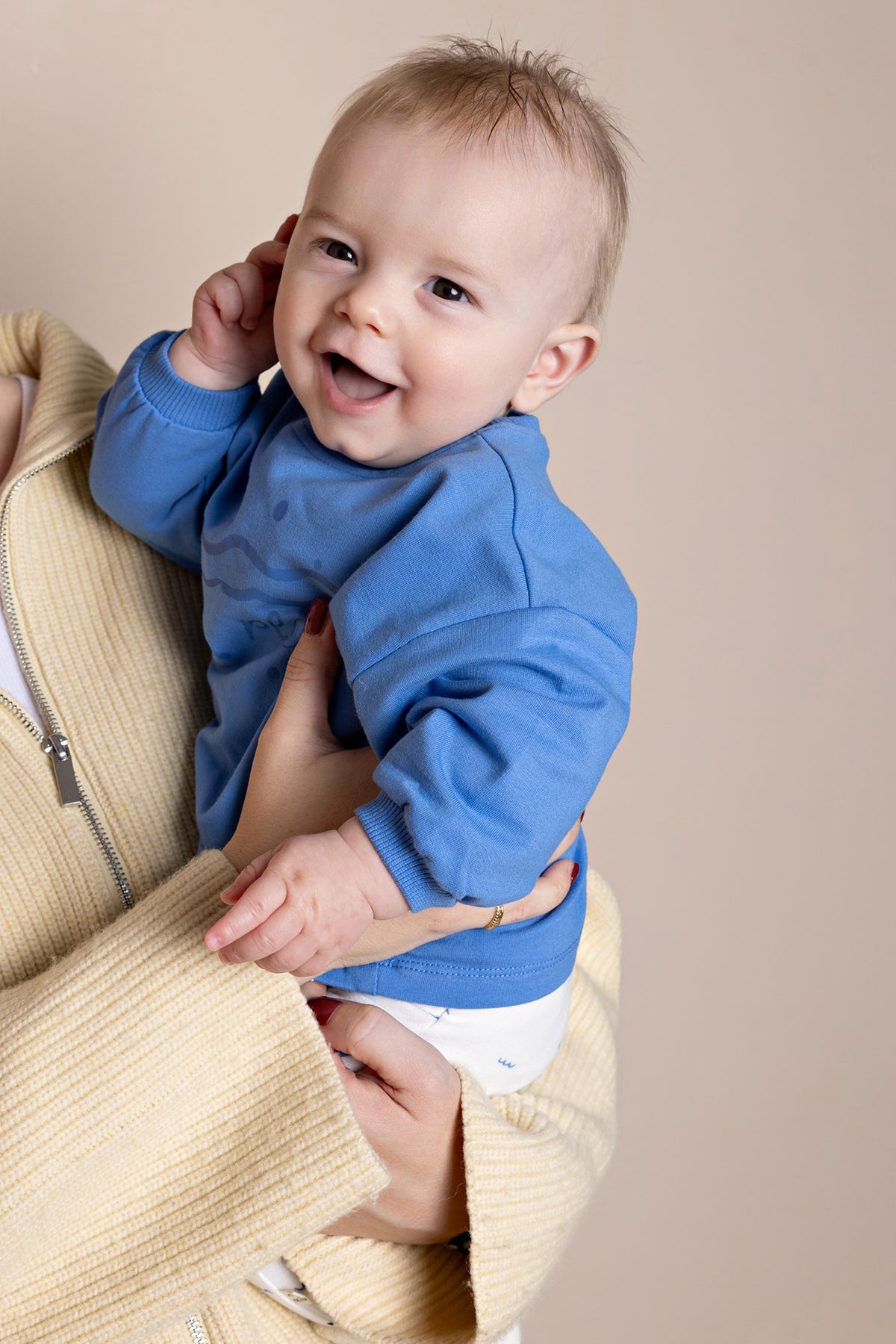 Petite Maison Ker Roomy Sweater met Golfjes print Blauw