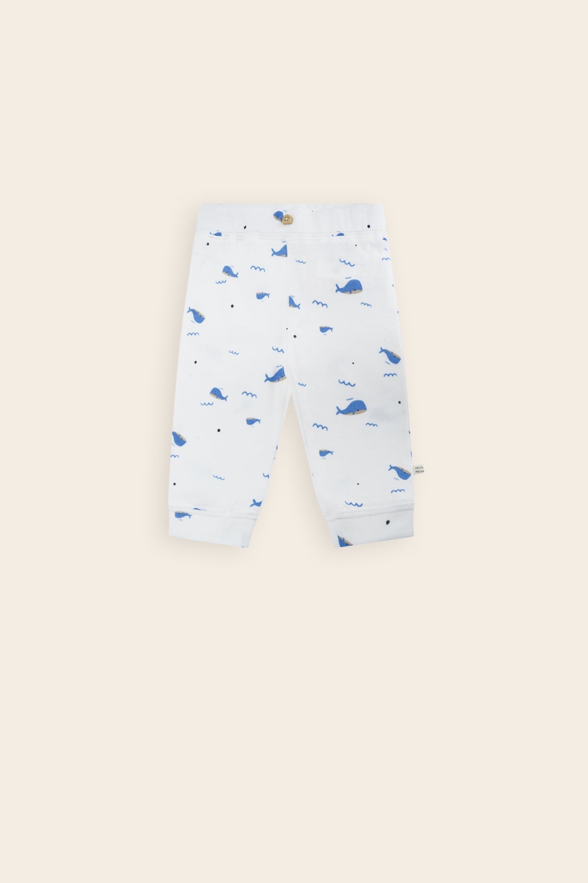 Petite Maison Sky Jersey Broek met Knoopje Walvisprint Blauw