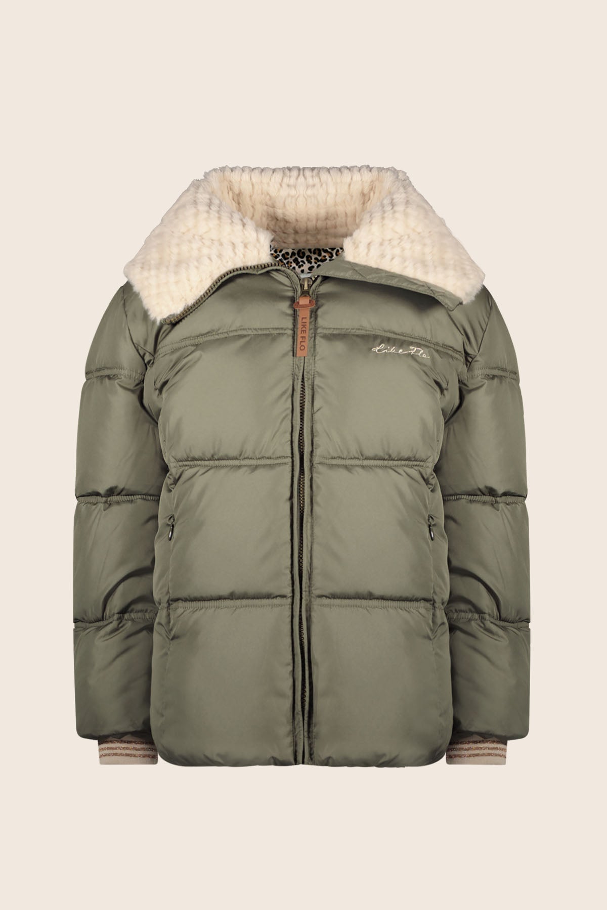 LikeFLO Girls Amaya Flo Girls Short Fancy Hooded Jacket Army - LikeFlo