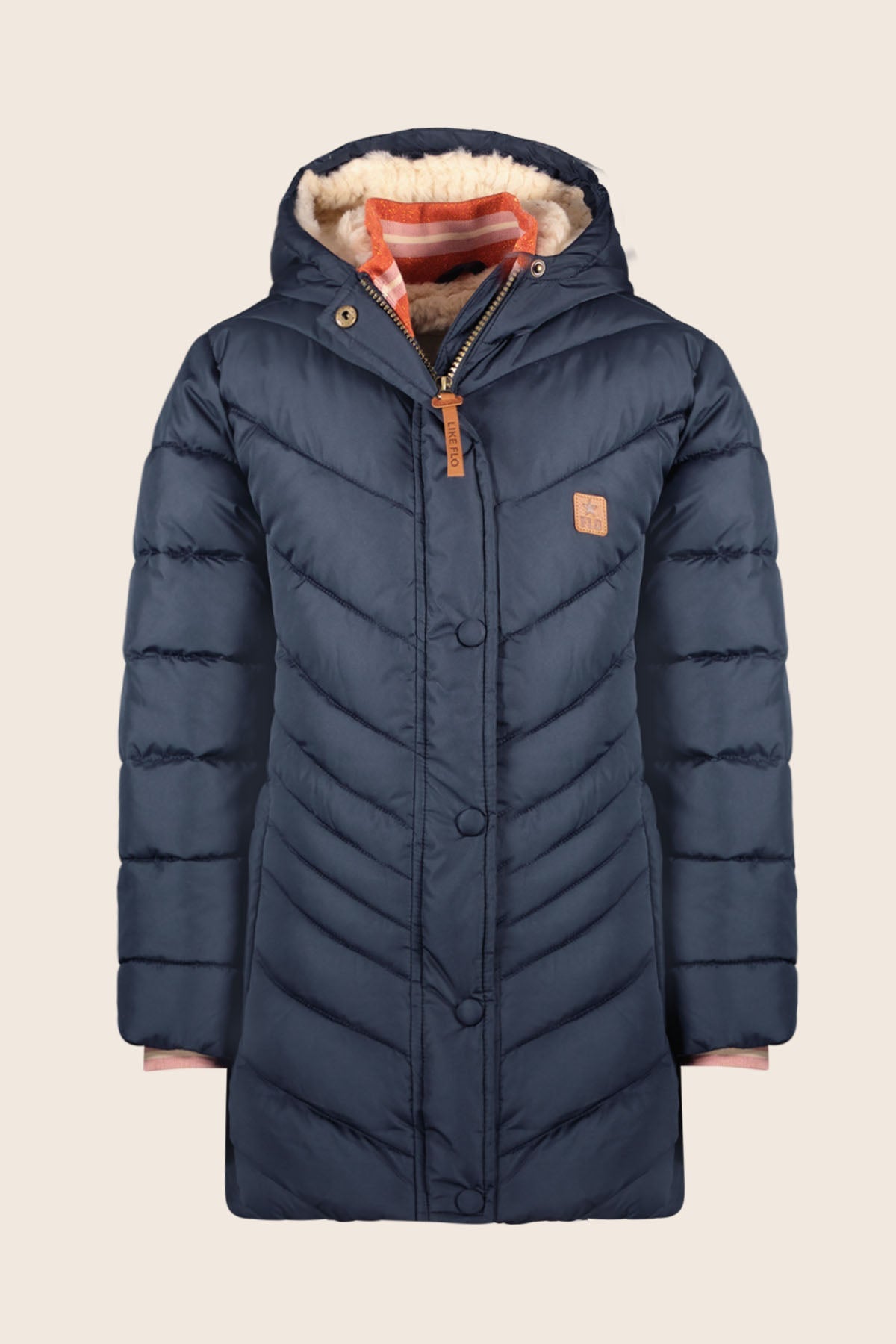 LikeFLO Girls Alina Flo Girls Quilted Jacket Long Navy - LikeFlo