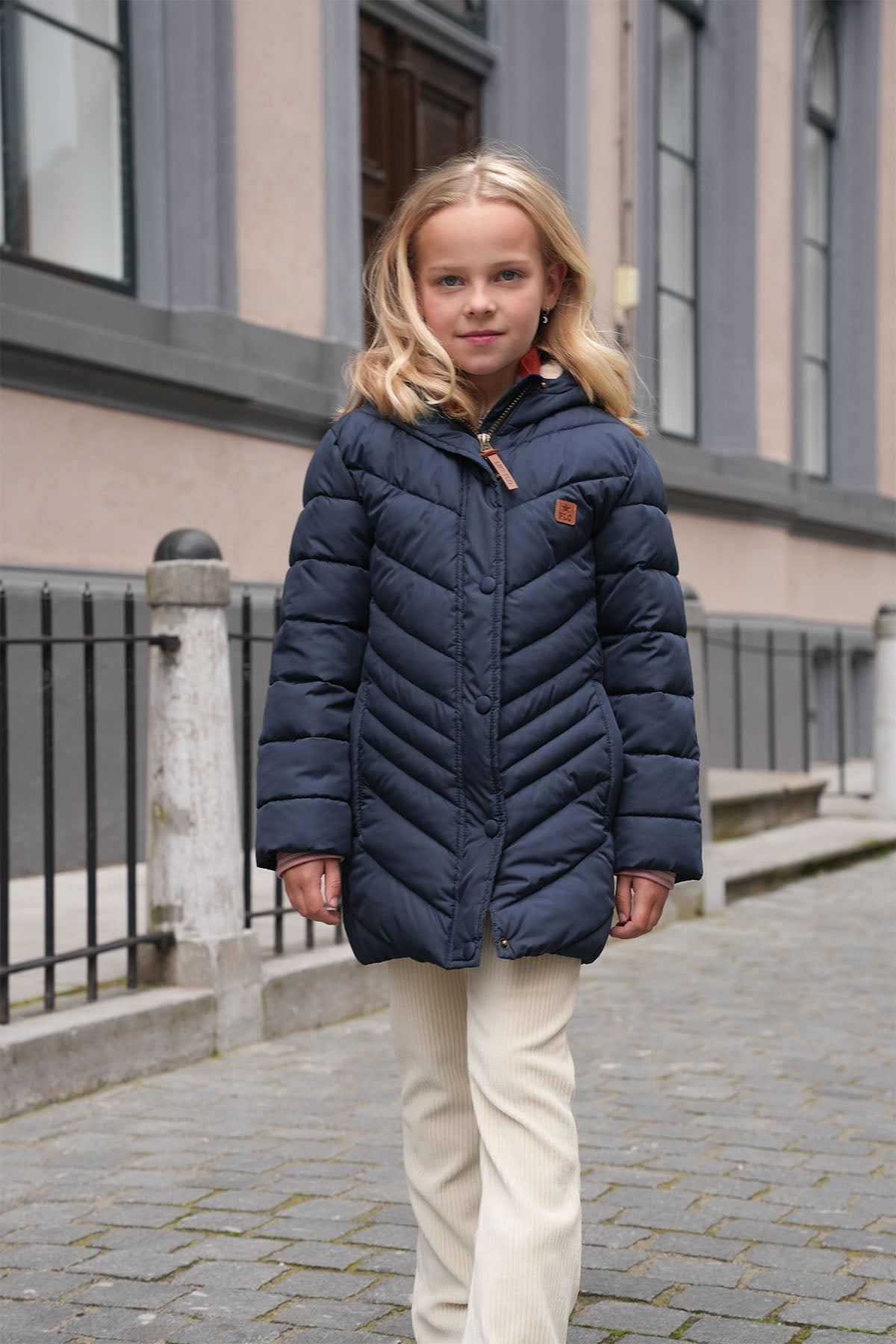 LikeFLO Girls Alina Flo Girls Quilted Jacket Long Navy - LikeFlo