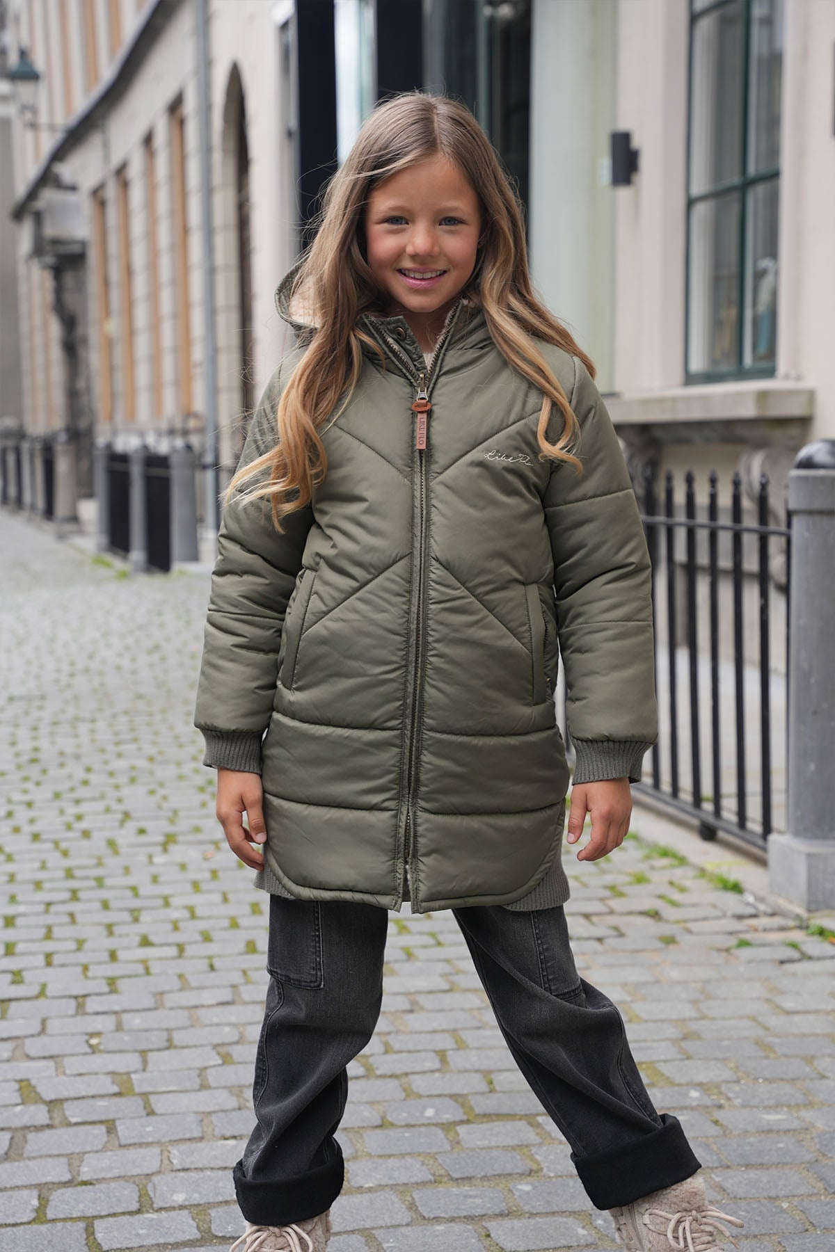LikeFLO Girls Ariana Flo Girls Reversible Hooded Long Jacket Army - LikeFlo