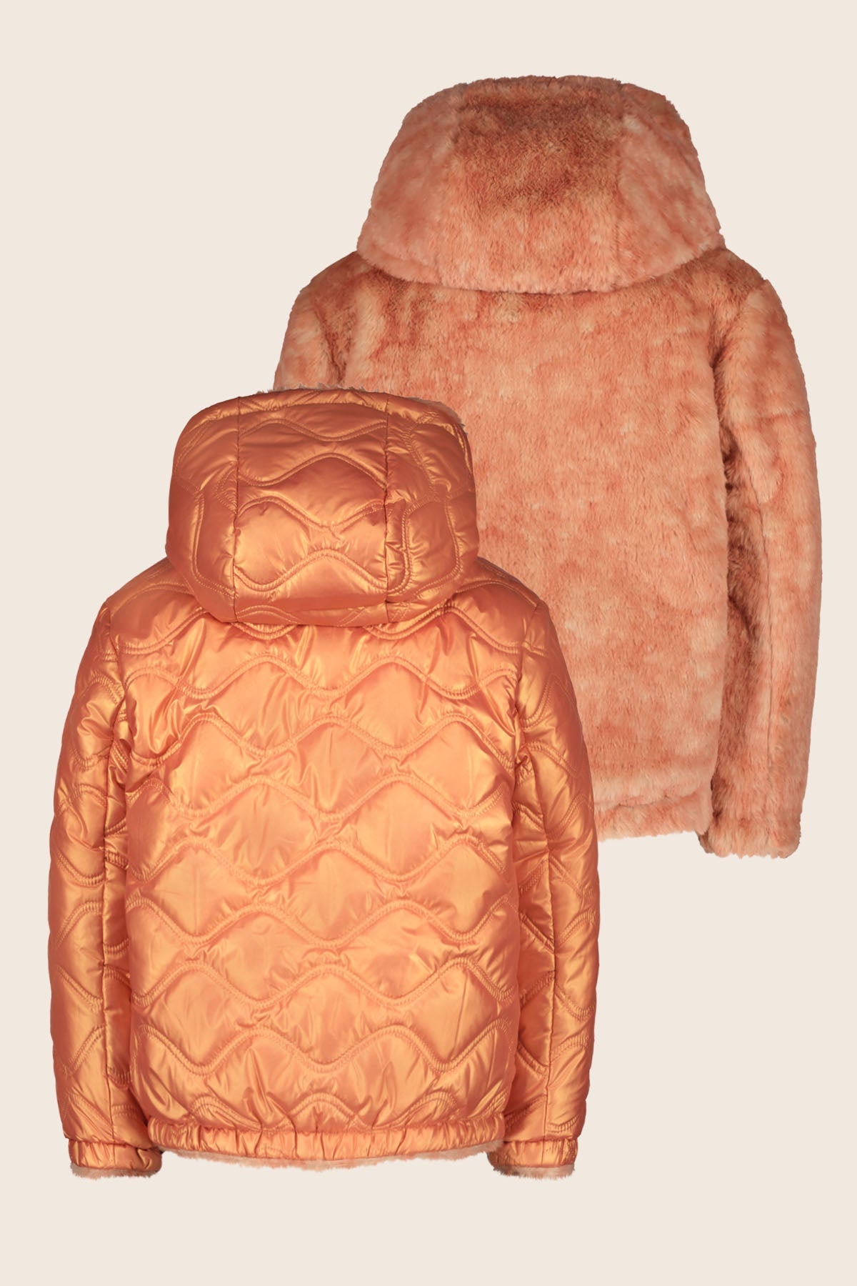 LikeFLO Girls Aimee Flo Girls Reversible Hooded Jacket Warm Orange - LikeFlo