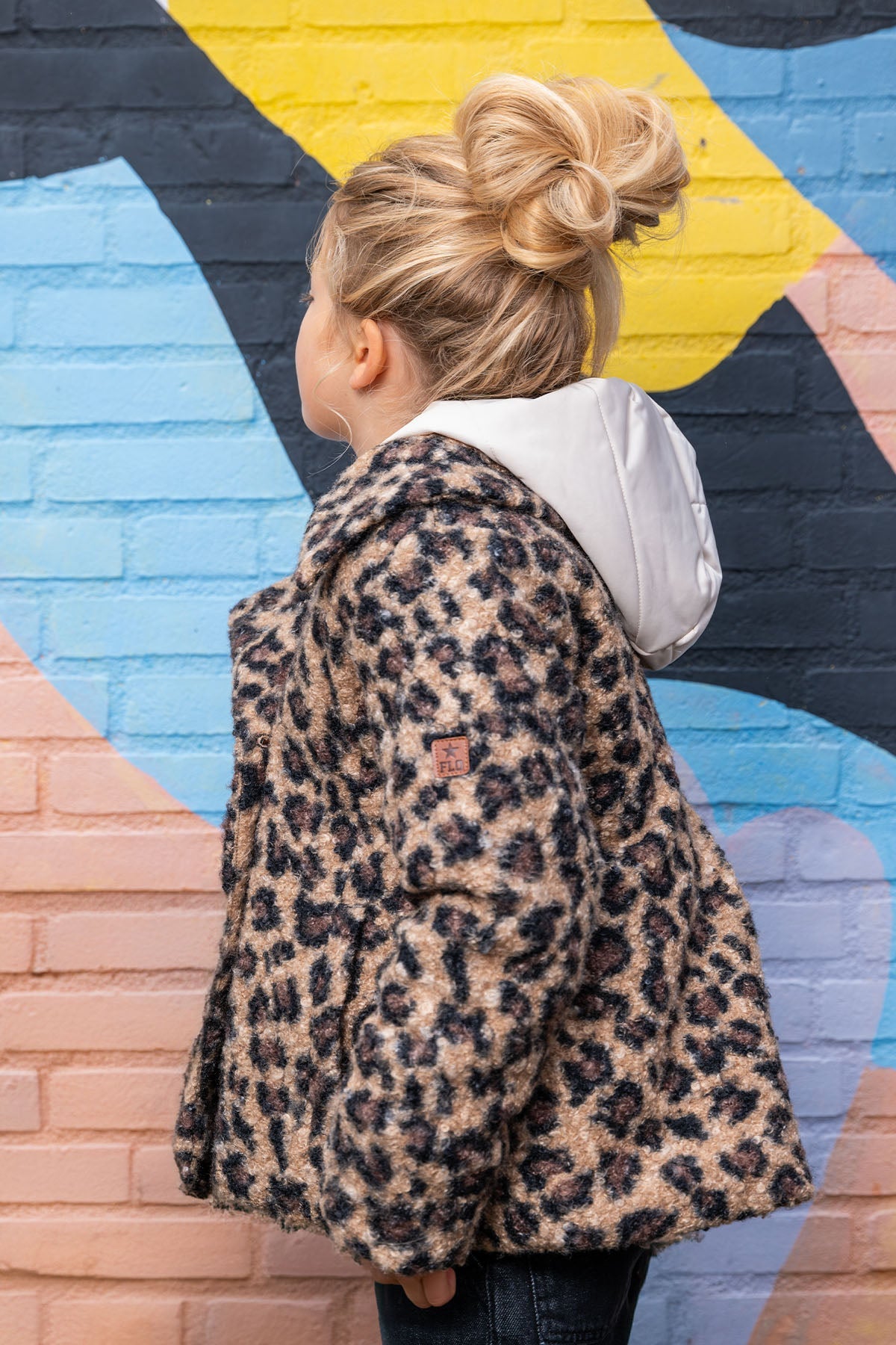 LikeFLO Girls Alexa Flo Girls Hooded Wool Jacket Chestnut Panther - LikeFlo