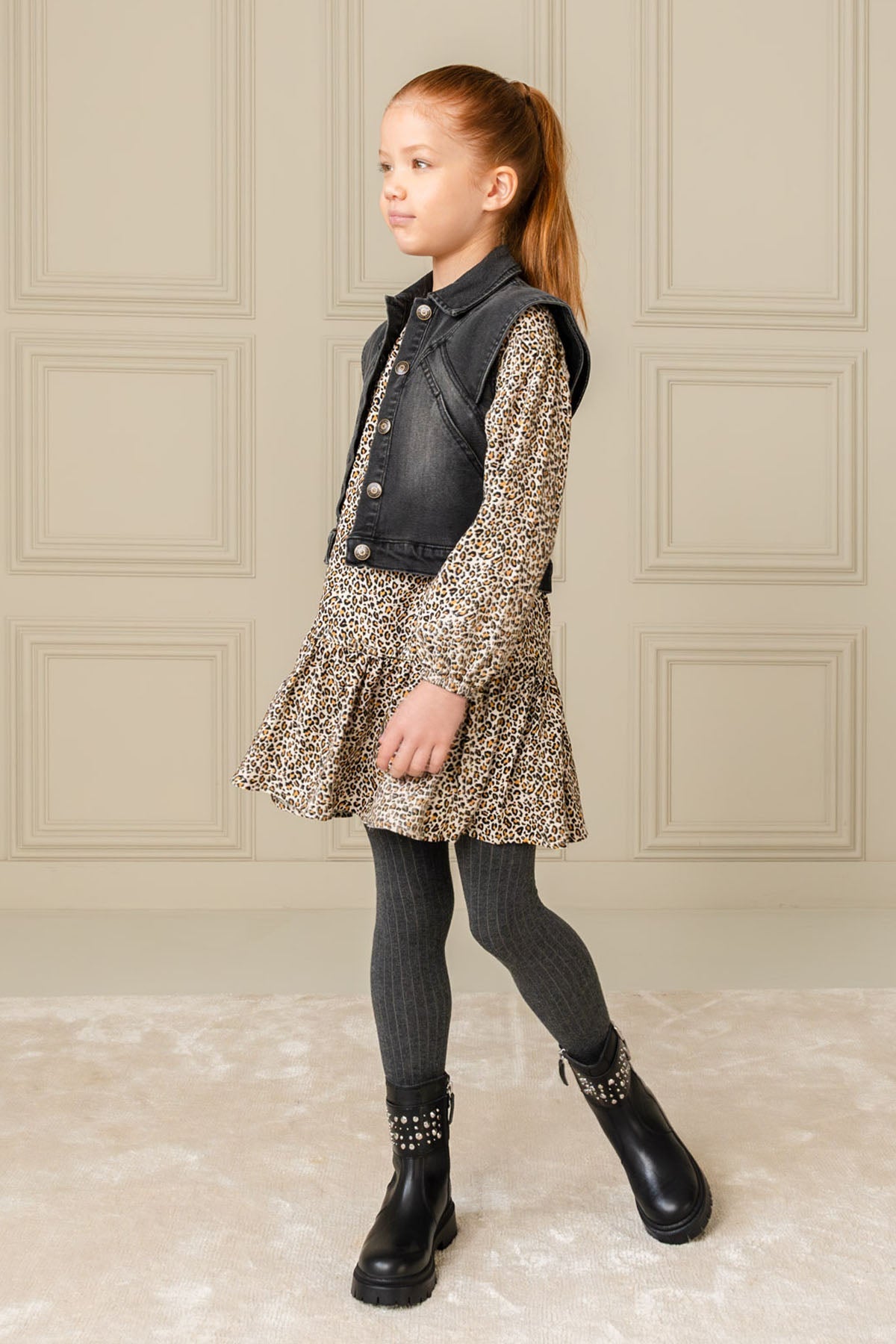 LikeFLO Girls Meau Flo A-Line Dress In Leopard Aop Leopard Aop - LikeFlo