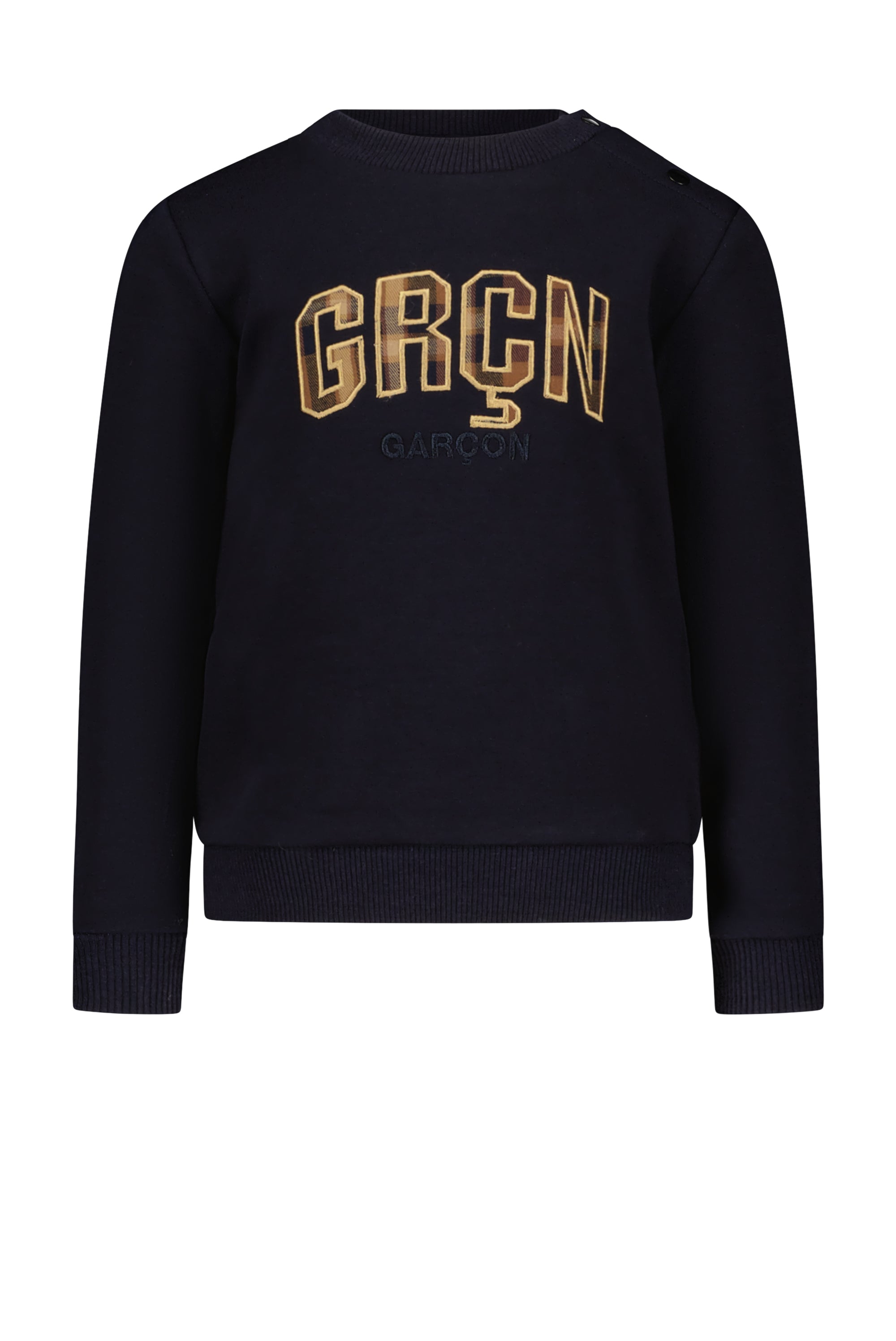 ◘ ONNO ◘ check & applique sweater *Navy*