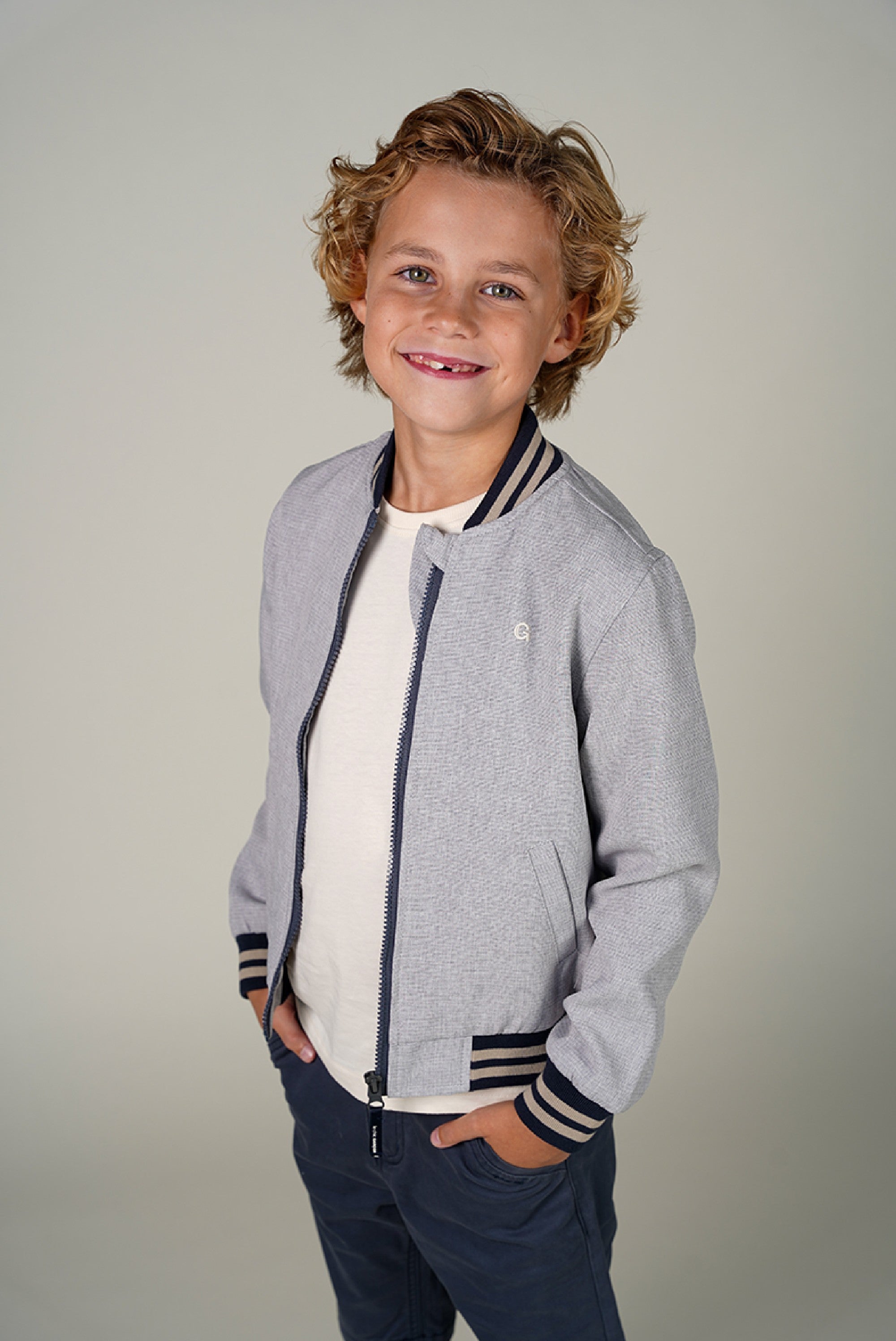 Le Chic Garcon BRIAN bomber. Grey Melange
