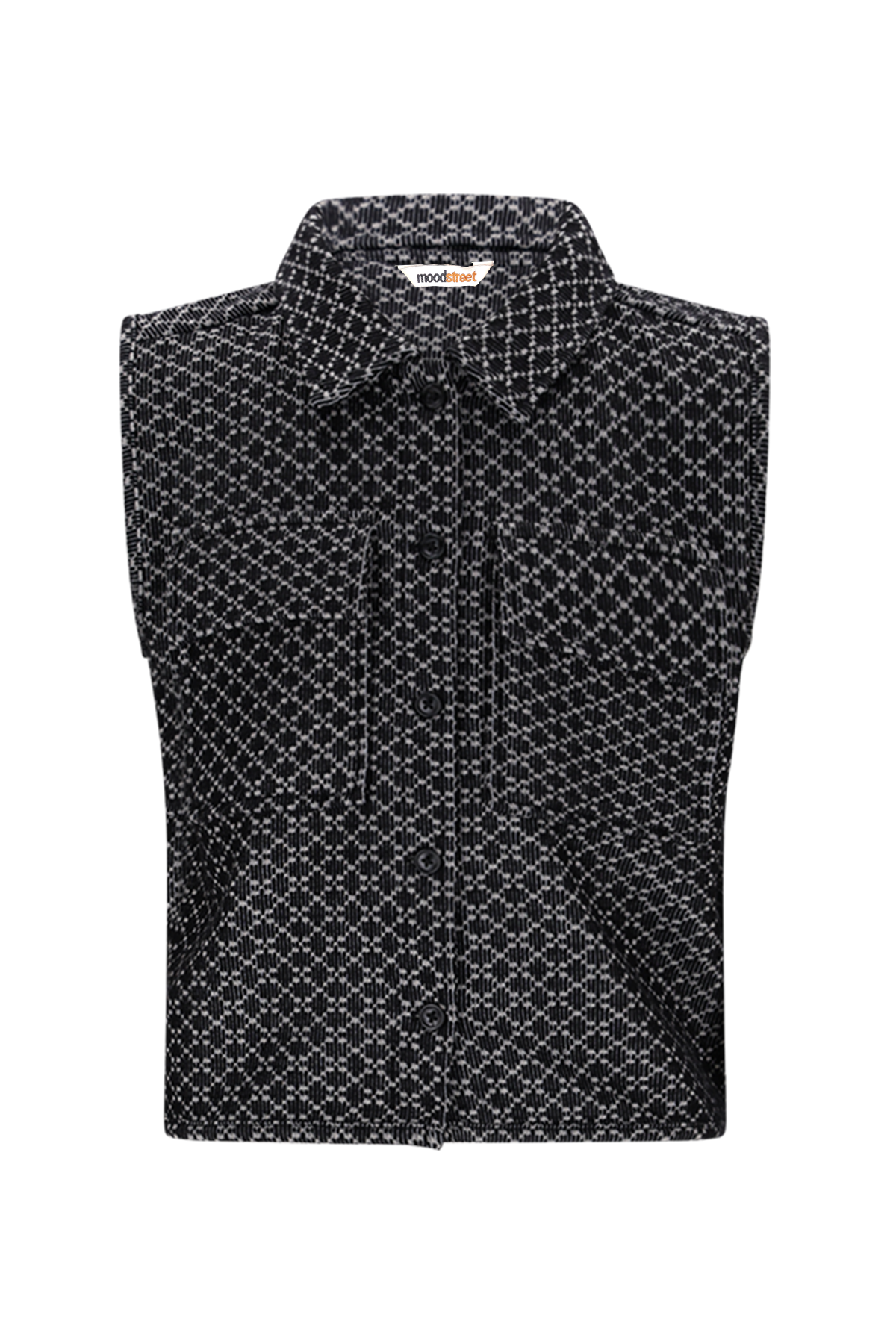 Moodstreet Vina Jacquard Gilet -Zwart-