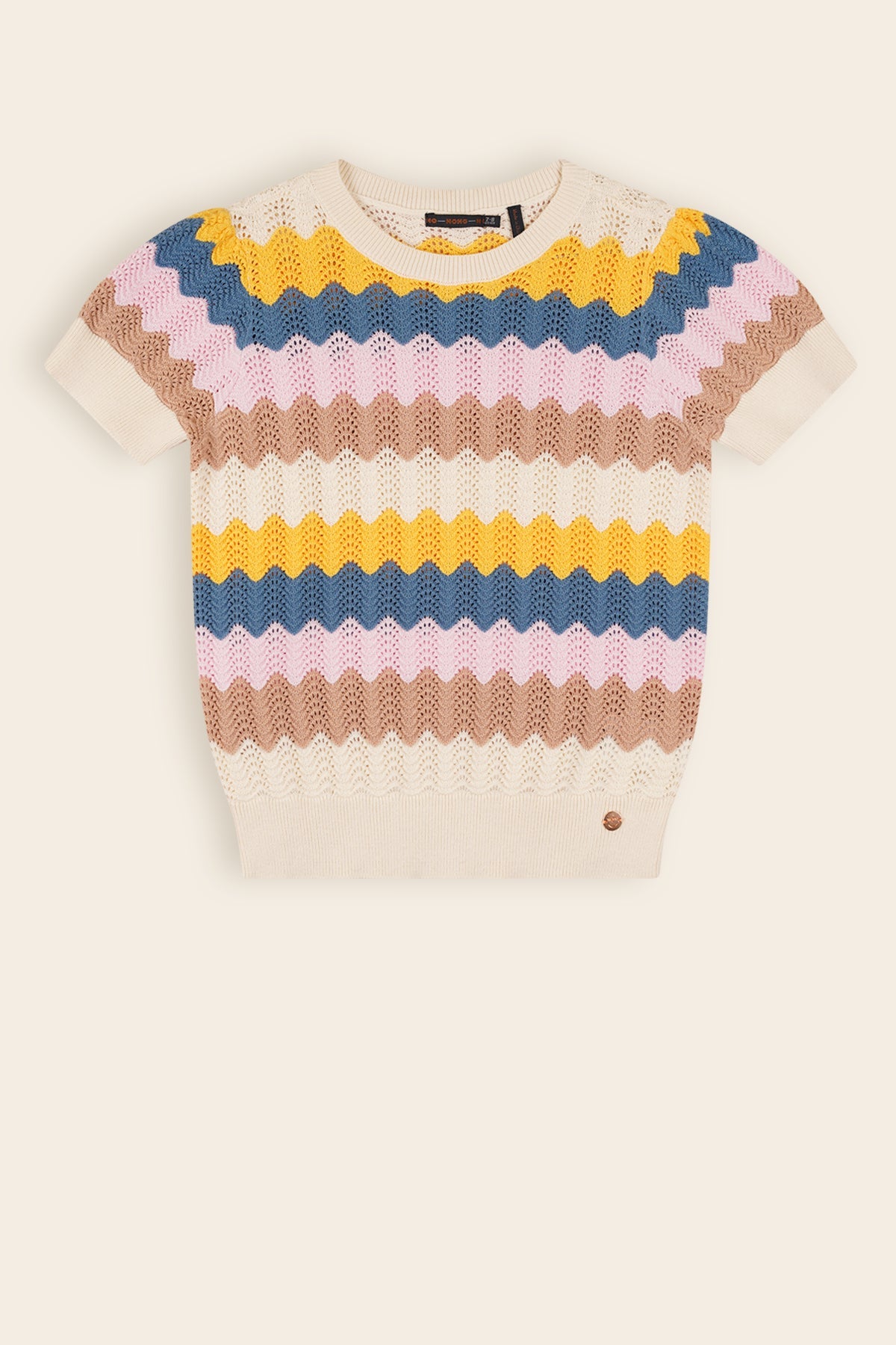 Kae Gebreide Ajour Top Multikleuren Pearled Ivory