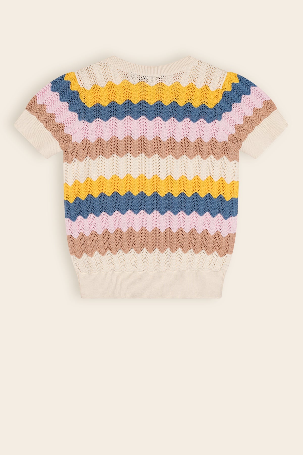 NoNo Kae Gebreide Ajour Top Multikleuren Pearled Ivory