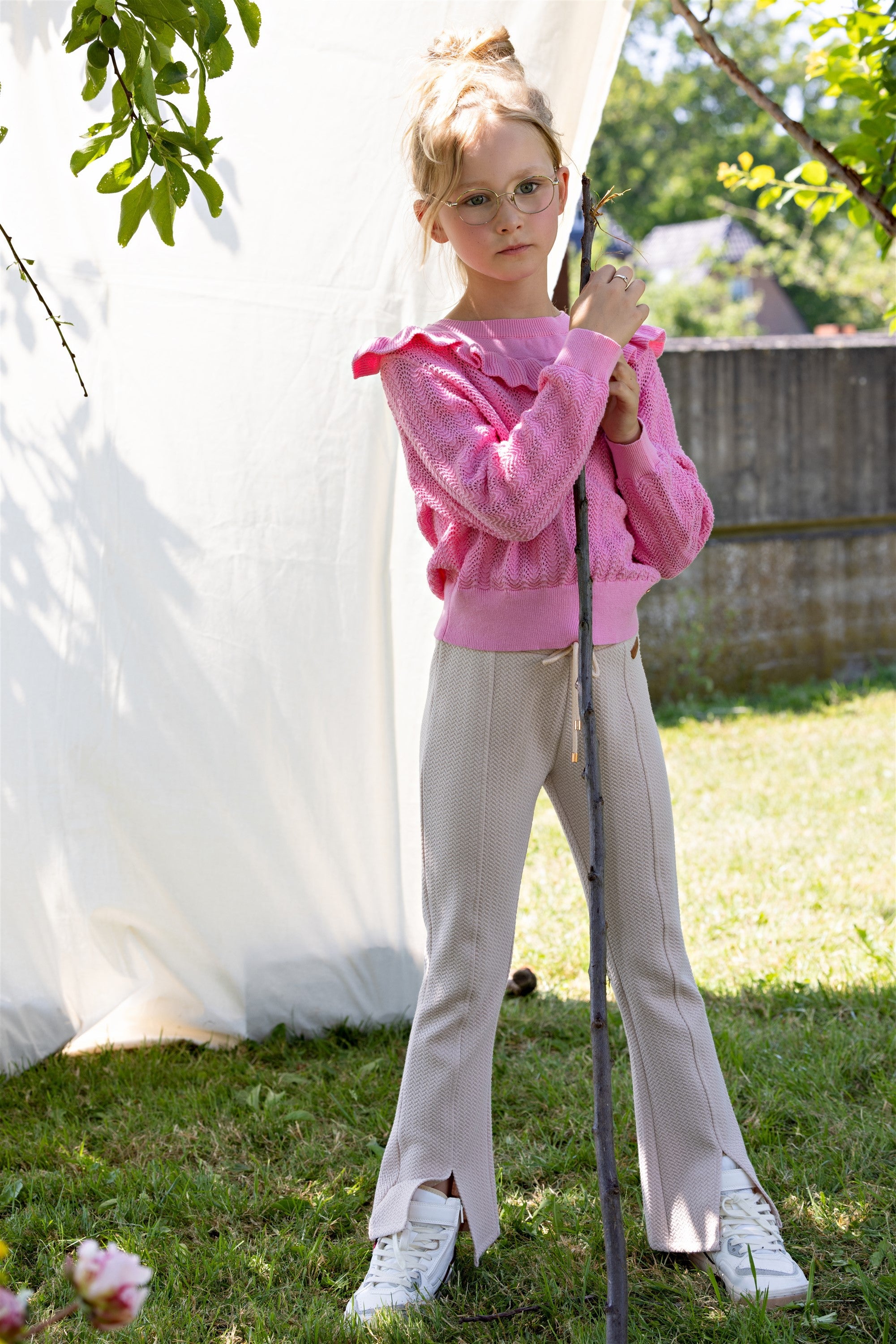 NoNo Kerala Ajour Gebreide Sweater Roze