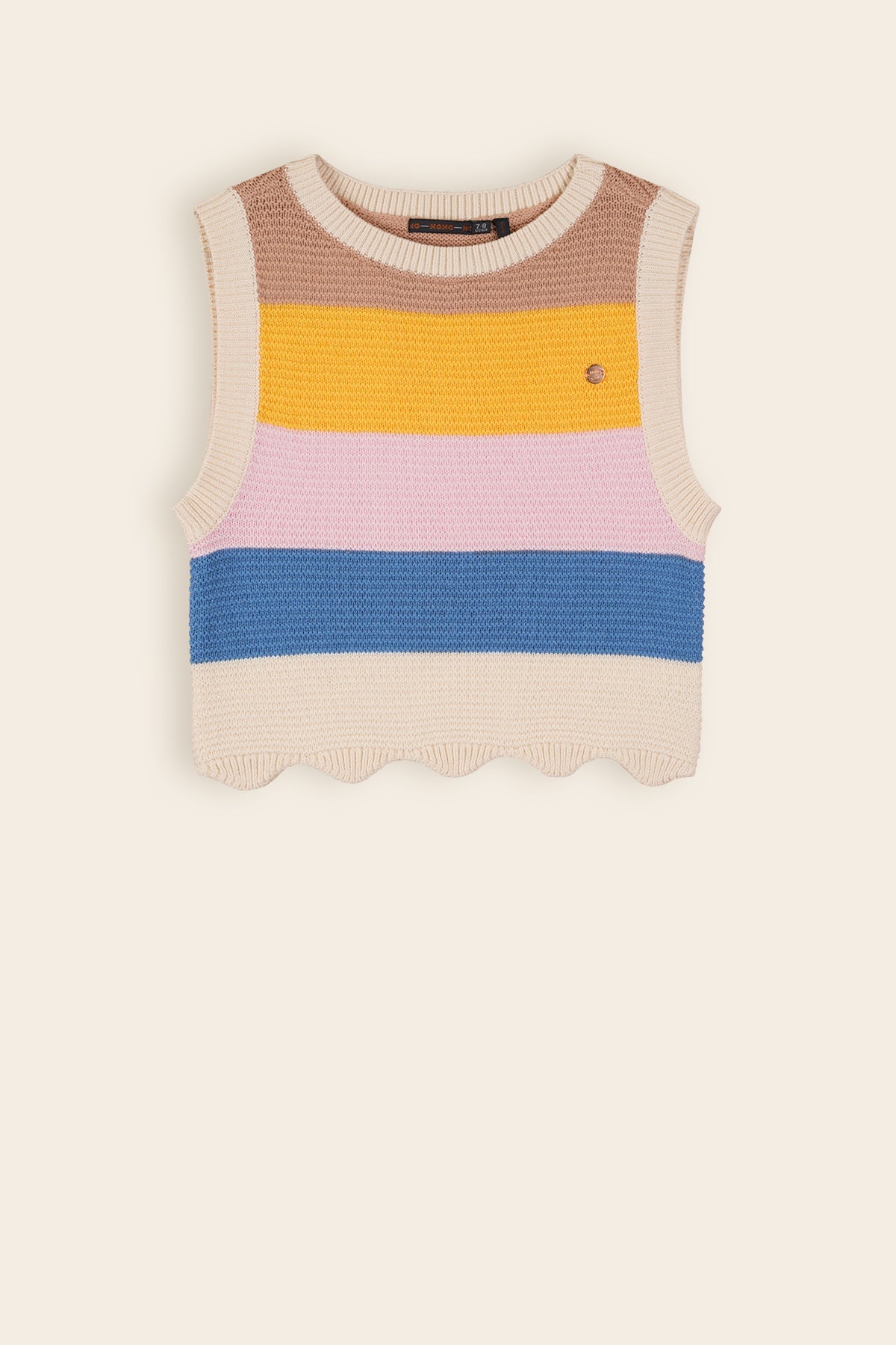 Kosmic Ajour Gebreide Crop Top Multikleuren Pearled Ivory