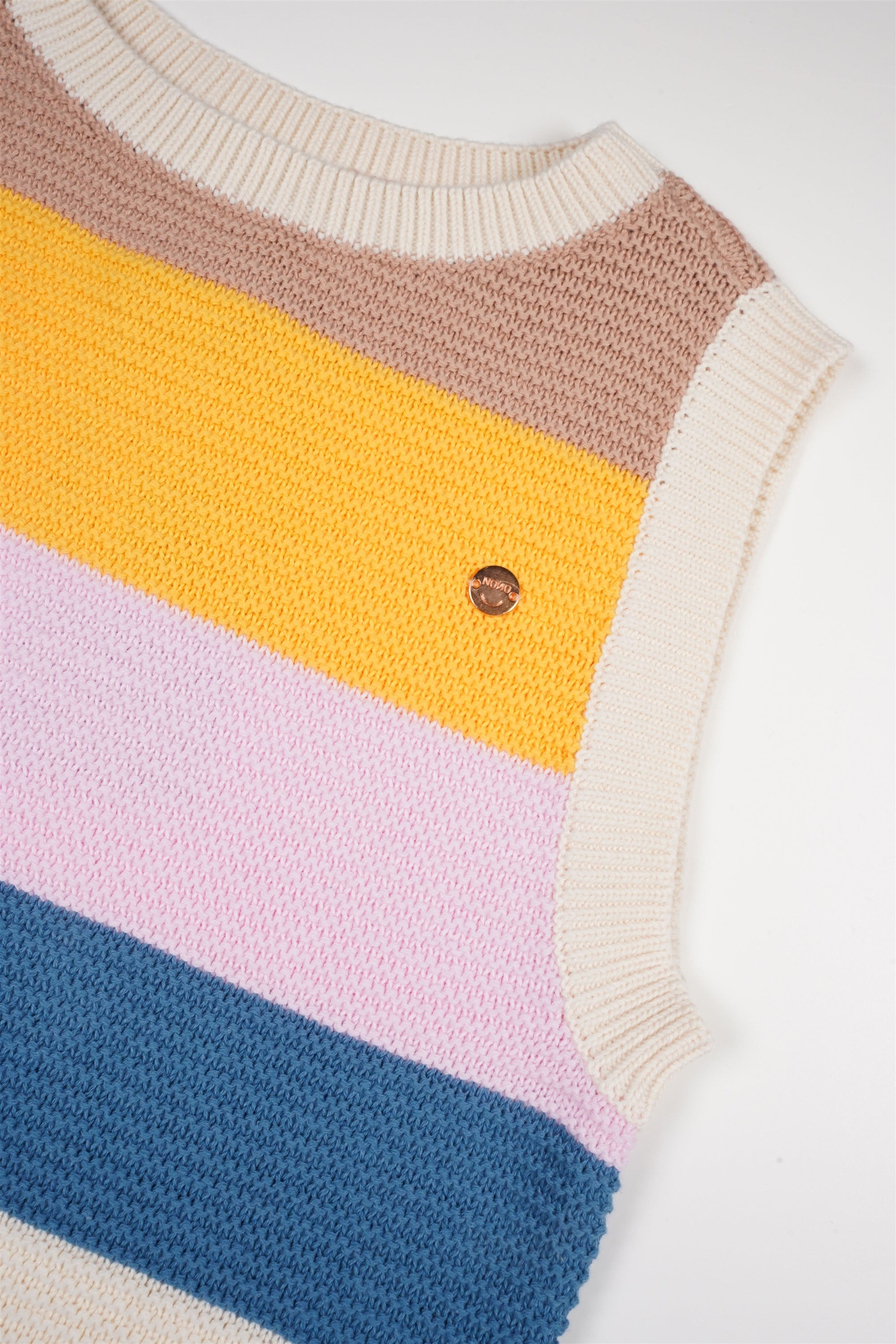 NoNo Kosmic Ajour Gebreide Crop Top Multikleuren Pearled Ivory