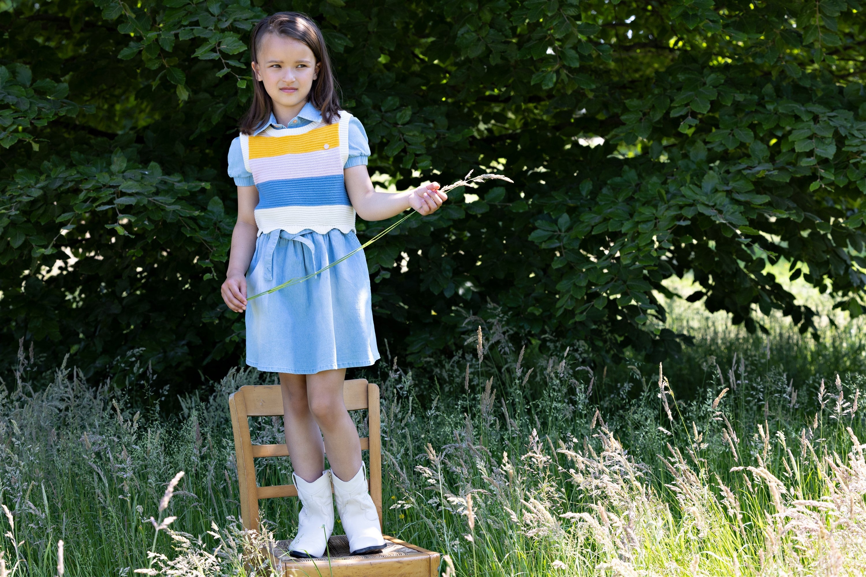 NoNo Kosmic Ajour Gebreide Crop Top Multikleuren Pearled Ivory