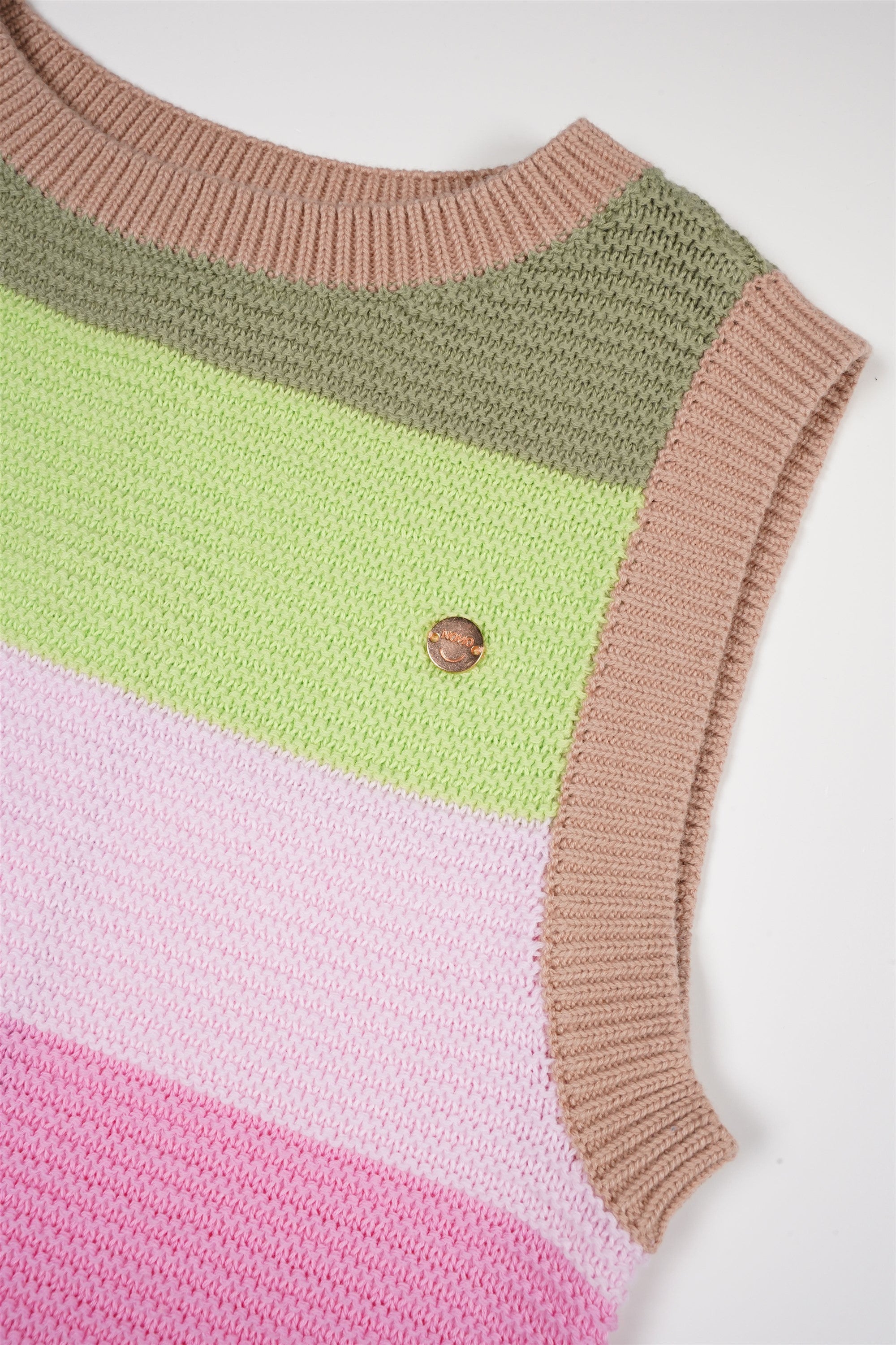 NoNo Kosmic Ajour Gebreide Crop Top Multikleuren Sand Blush